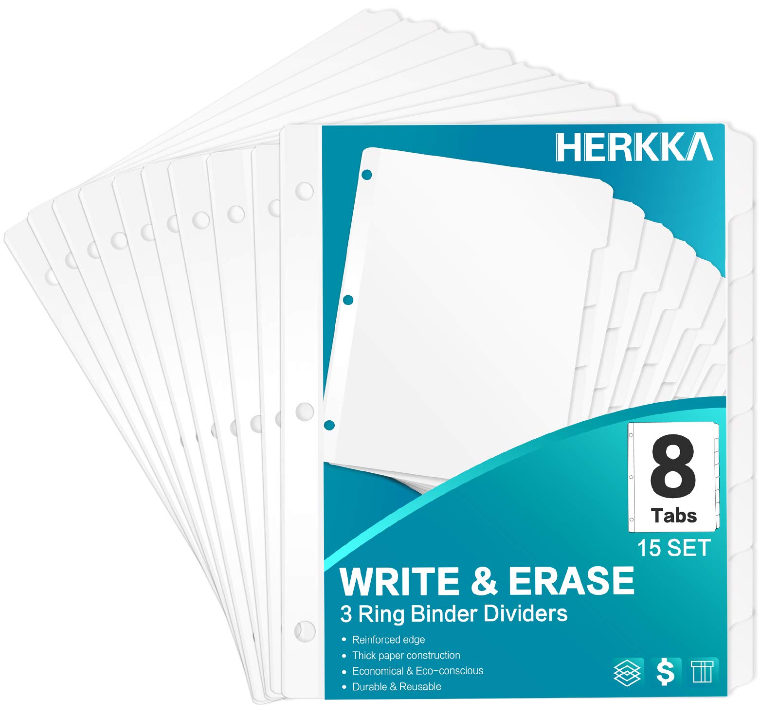 Buy 8Tab Binder Dividers, HERKKA 3 Ring Binder Dividers with