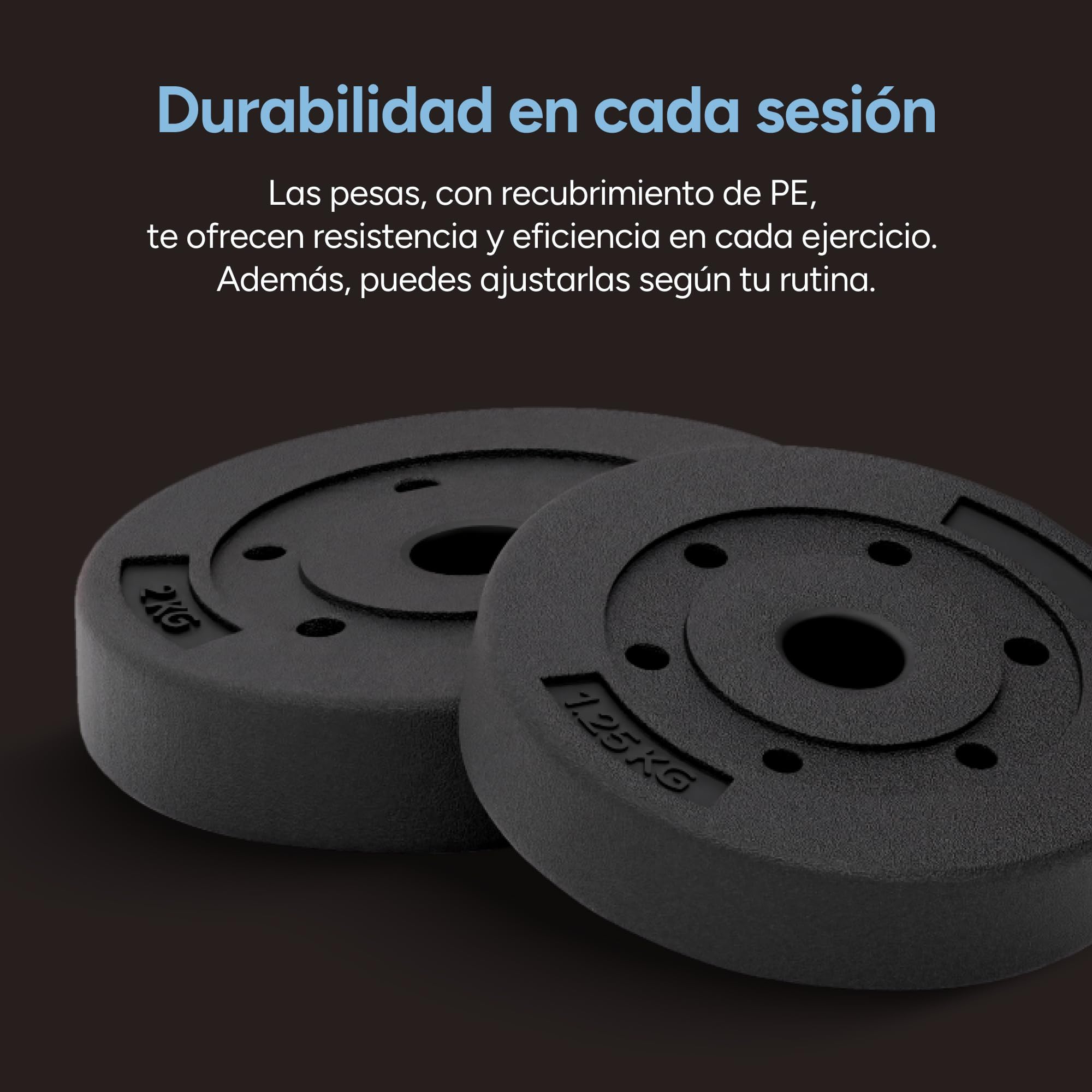 KSIX Kit de Pesas Ajustable 4 en 1, Mancuernas y Pesas Rusas Modulares, Barras Acolchadas con Foam, Negro y Naranja, Discos Múltiples, Entrenamiento Muscular Completo