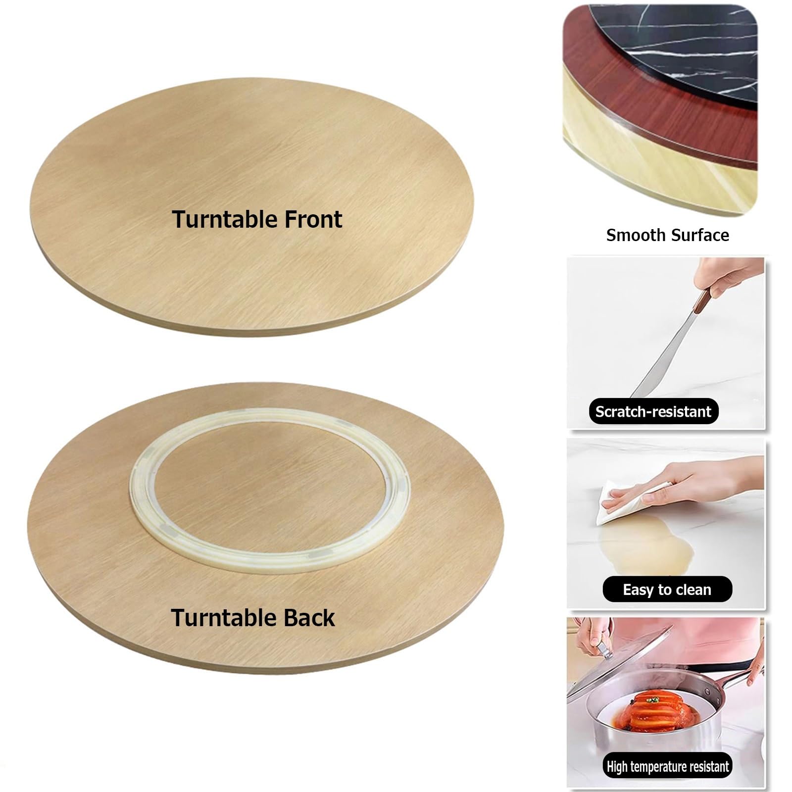 Drewniany gramofon, obracana o 360°, taca do serwowania do kuchni i jadalni, Ø 100 cm, łatwy dostęp do rozrywki