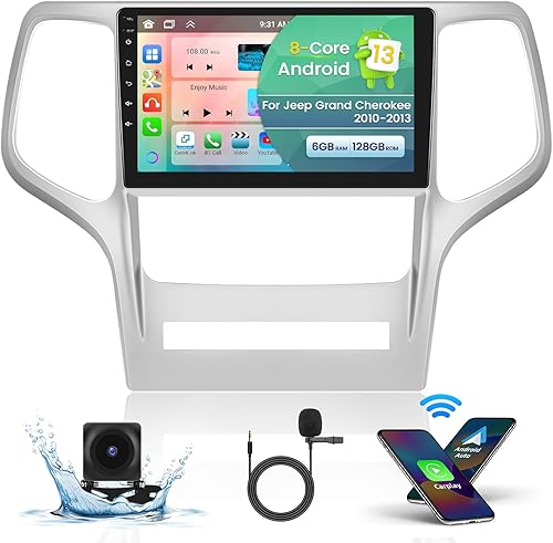 Miniatura 1 de Roinvou Actualización de radio Android de 8 núcleos 6+128G para Jeep Grand Cherokee 2010-2013, pantalla táctil HD de 9 pulgadas con CarPlay Android