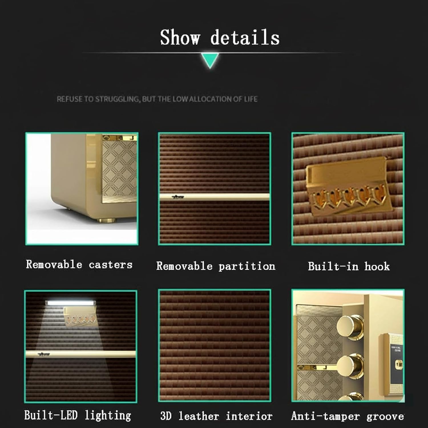 Anti-Theft Electronic Password Safe, 35cm, Invisible Storage Box for Cash, Jewelry, and Important Documents (Guld 25 cm)