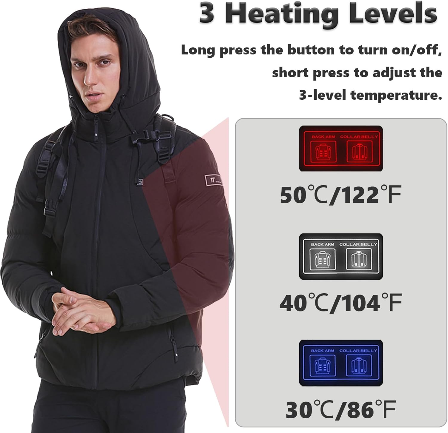 Heated Jacket with Hood for men Women Lightweight Dual control 11 zones Heating Coat Soft Shell Heated Shirt