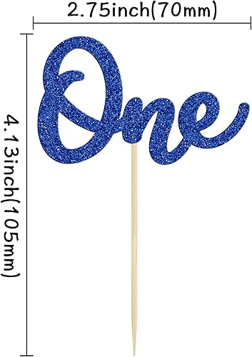 Miniatura 2 de Gyufise 24 piezas de decoración azul profundo para cupcakes con purpurina para baby shower, primer cumpleaños, decoración de pastel para baby