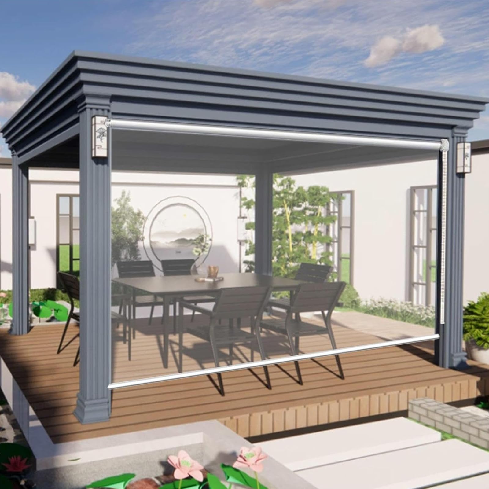 Genérico Persianas Enrollables para Jardín Exterior Persianas Enrollables Transparentes A Prueba De Lluvia Y Polvo Pérgolas Y Toldos Verticales para Ventanas Fácil De Limpiar