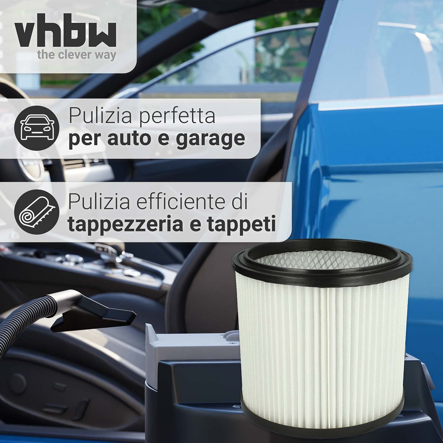 vhbw 5x filtro a pieghe piatte compatibile con Güde, Rio Inox, NTS 1200, NTS 1600 I, NTS 1250 aspirapolvere - bianco