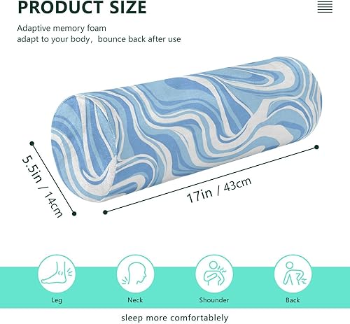 Miniatura 3 de Blue Aqua Waves - Funda de almohada cervical para cuello, almohadas redondas para cuello, cilindro, cuerpo, almohada de apoyo para el cuello