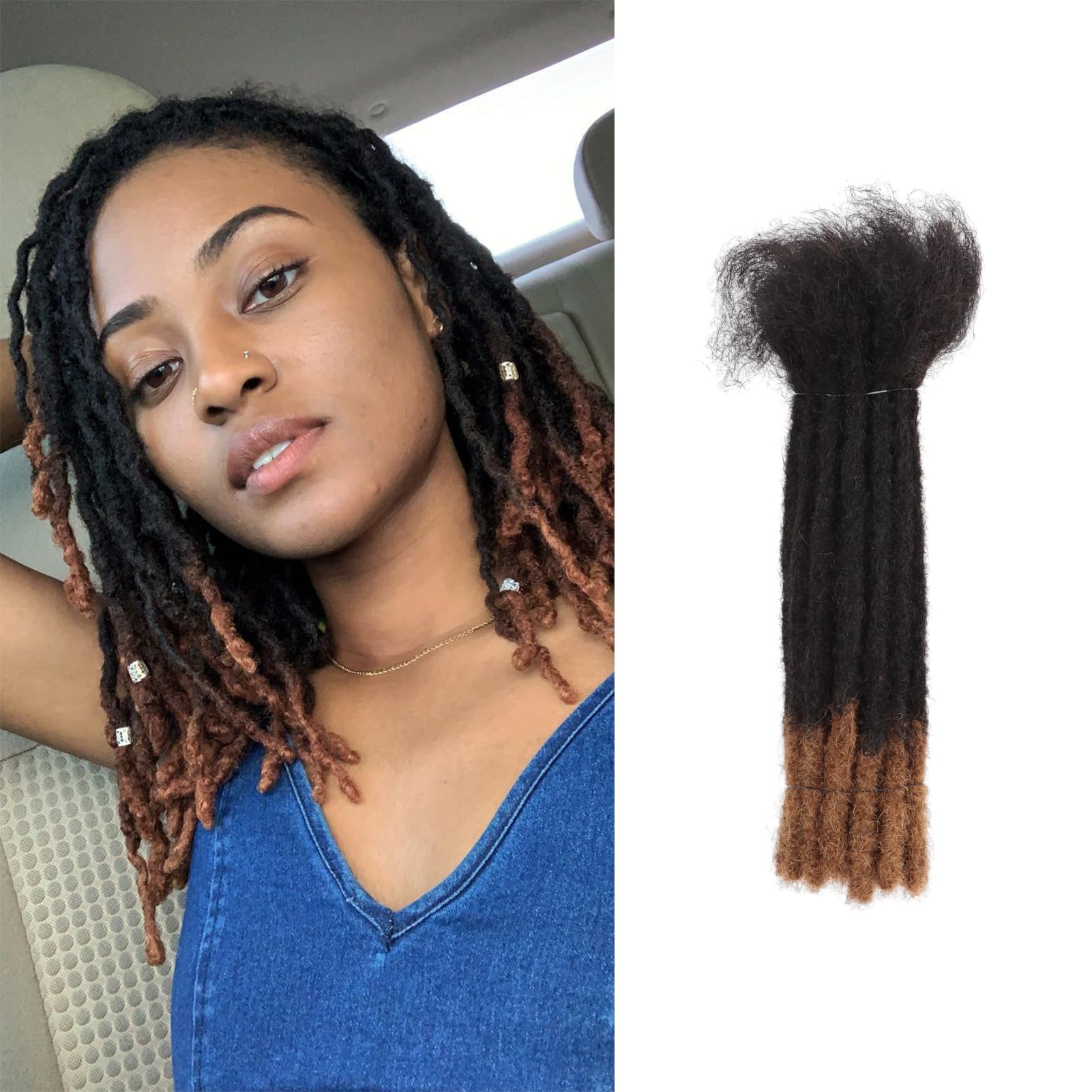 Viovian 0.6cm Human Dreadlock Extensions 12 Inch 30 Strands Natural Real Dread Extensions Human Hair Loc Extensions for Men Color 1b/30