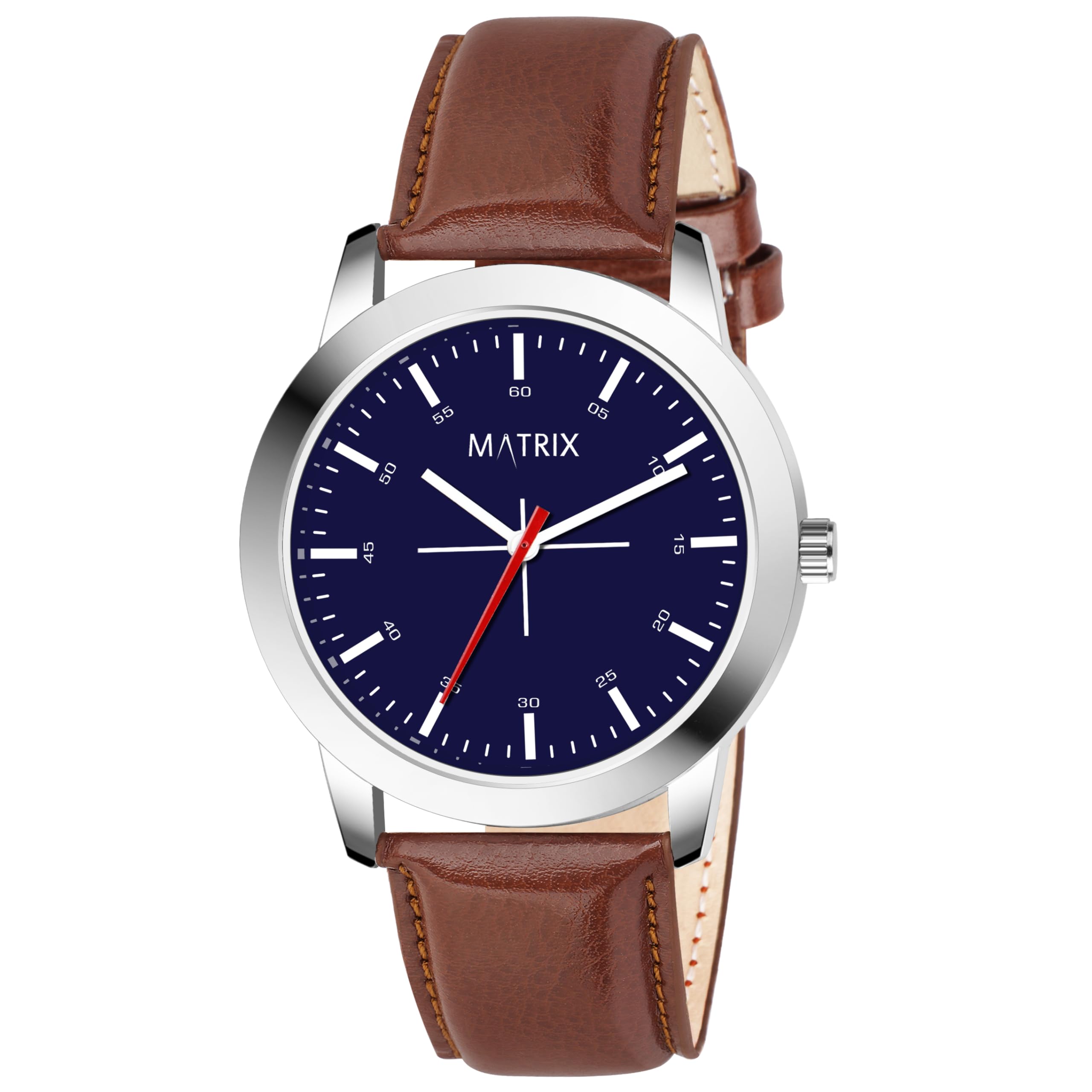 MatrixClassic Analog Blue Dial & Brown Leather Strap Watch for Men & Boys