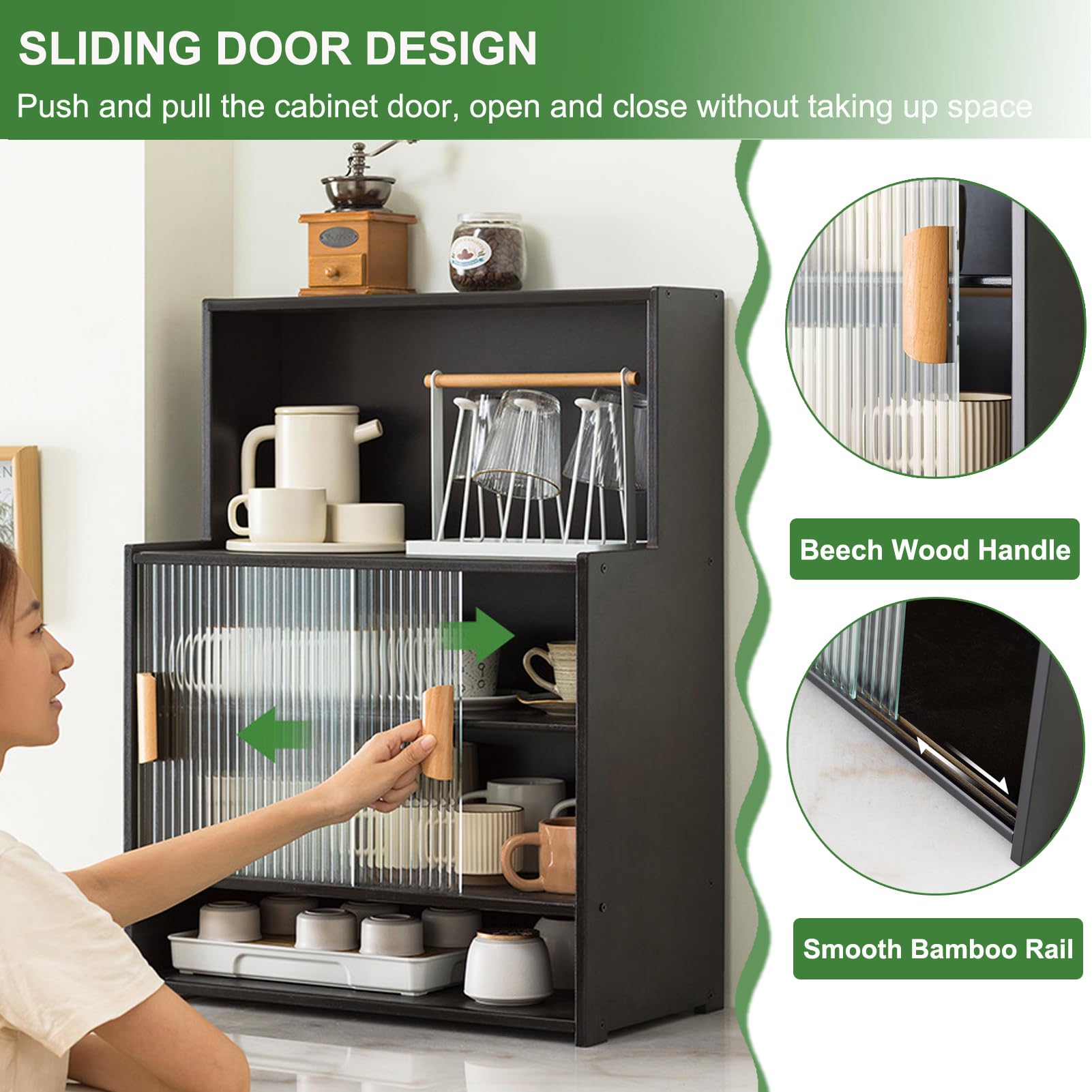 Armadio da cucina regolabile con ante open space per microonde, mobiletto da pavimento per soggiorno, 61 x 66 cm, design moderno multifunzione