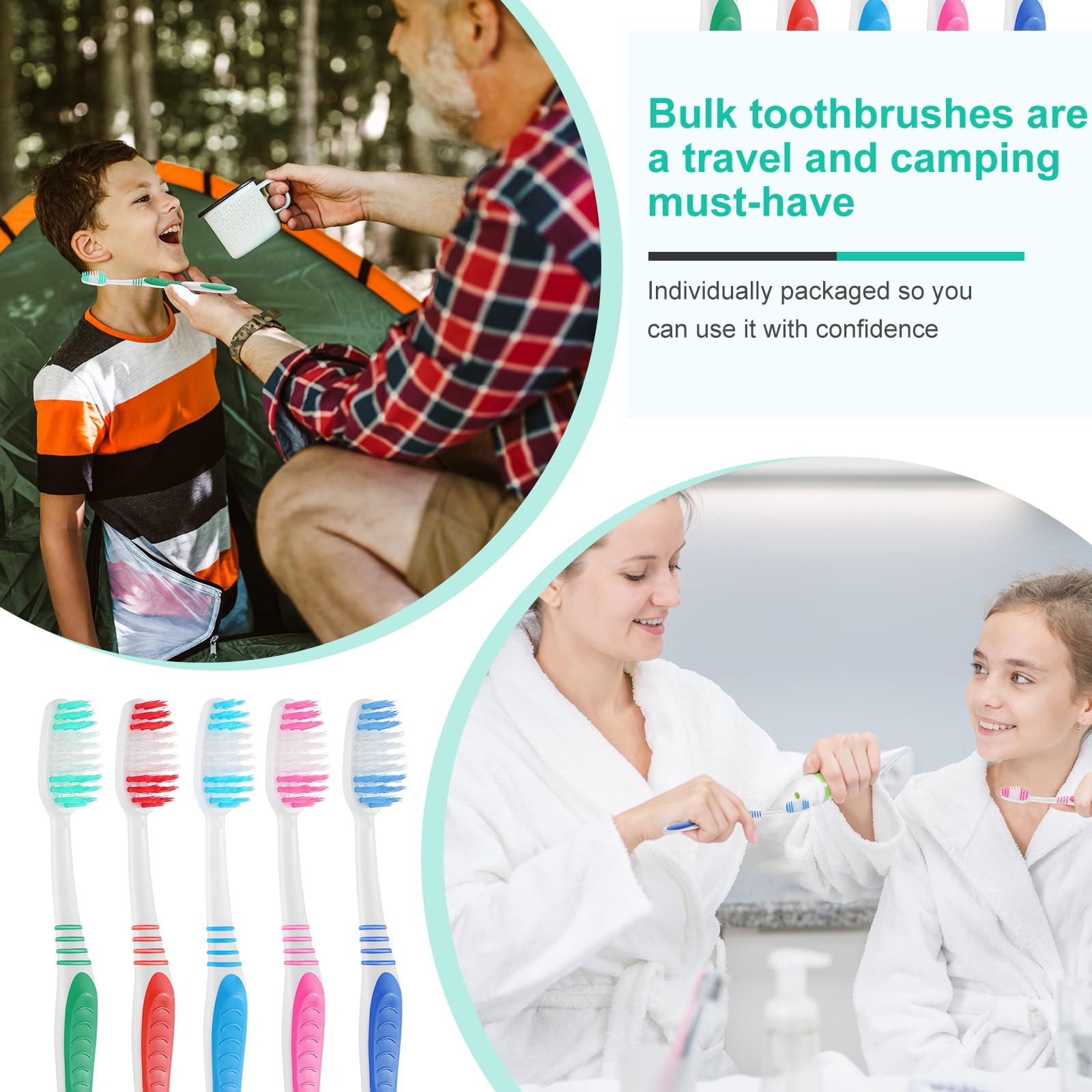 Tioncy Confezione da 500 spazzolini da denti con coperture, set di spazzolini da viaggio confezionati singolarmente, setole medie morbide, spazzolini manuali per pacchetti di viaggio, missioni di