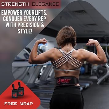 Weight Lifting Belt - 4 Genuine Leather Belts Padded Lower Back Support for Gym Bodybuilding Squat Deadlift Weightlifting Cross Strength Training Men Women Free Wrist Wrap