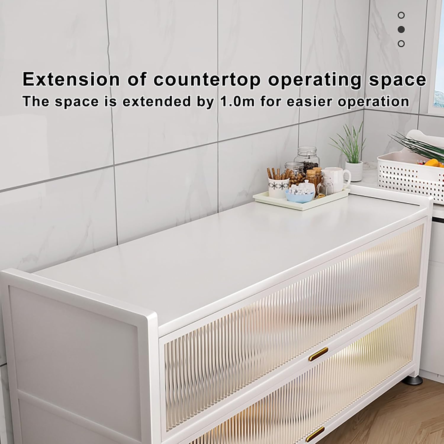 Kitchen Prep Table with Work Countertop, Multifunctional Kitchen Storage Rack, Microwave Oven Stand, Metal Extended Counter (Color : White, Size : 60 * 44 * 85)