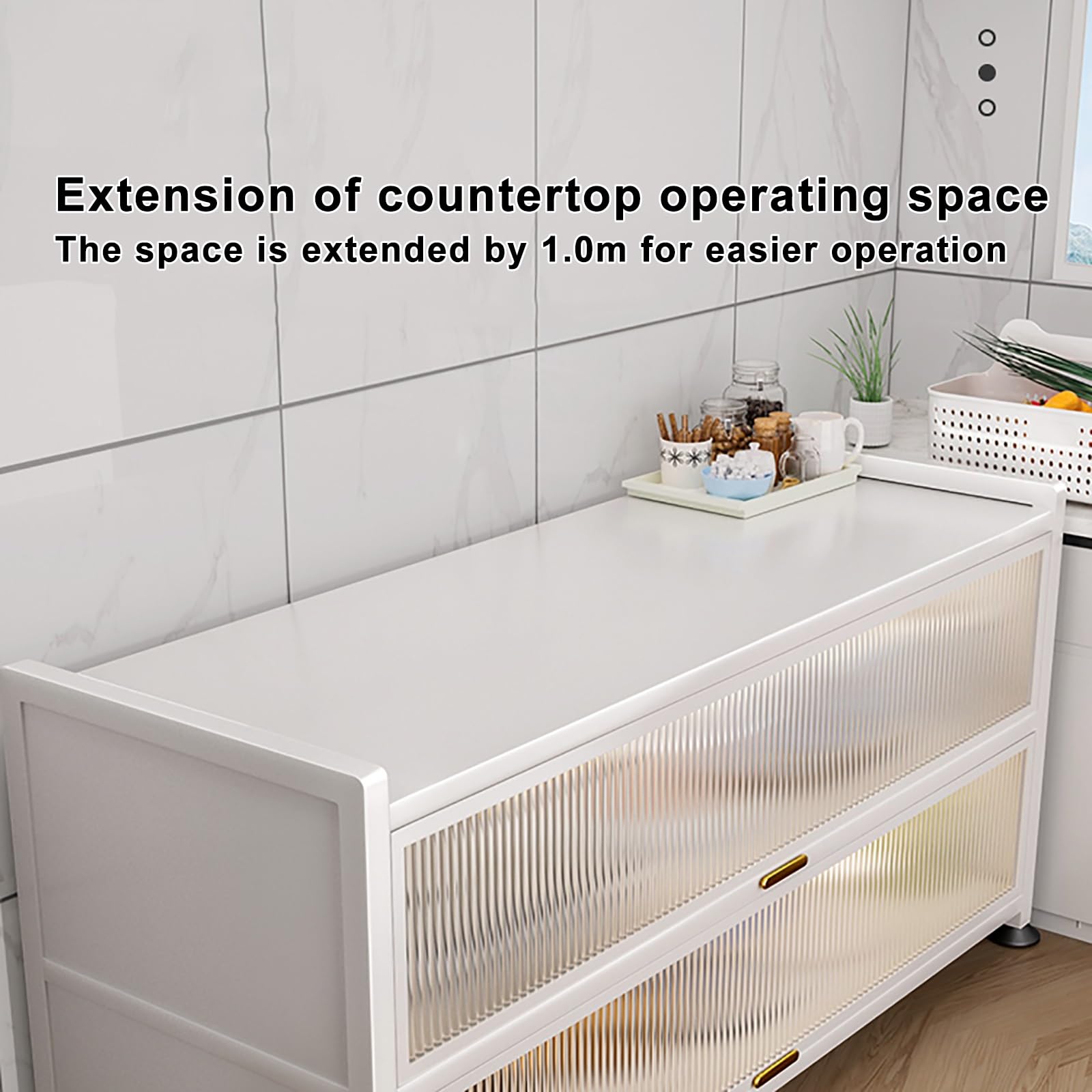 Tavolo da Cucina con Piano di Lavoro, ripiano Multifunzionale per riporre Gli Utensili da Cucina, Supporto per Forno a microonde, Piano di Lavoro Estensibile in Metallo (Grigio-Nero 60 * 44 * 85