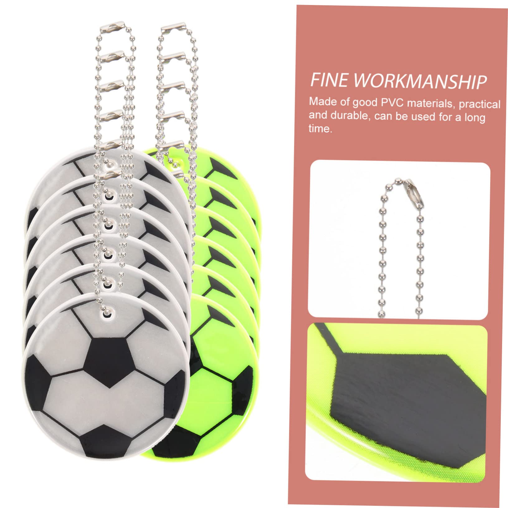 INOOMP Fußball reflektierende Anhänger Fußball-Belohnungsschlüsselanhänger Rucksack-Anhänger rückstrahler anhänger fussmasagegäret Gefälligkeiten für Sportpartys Rucksackanhänger