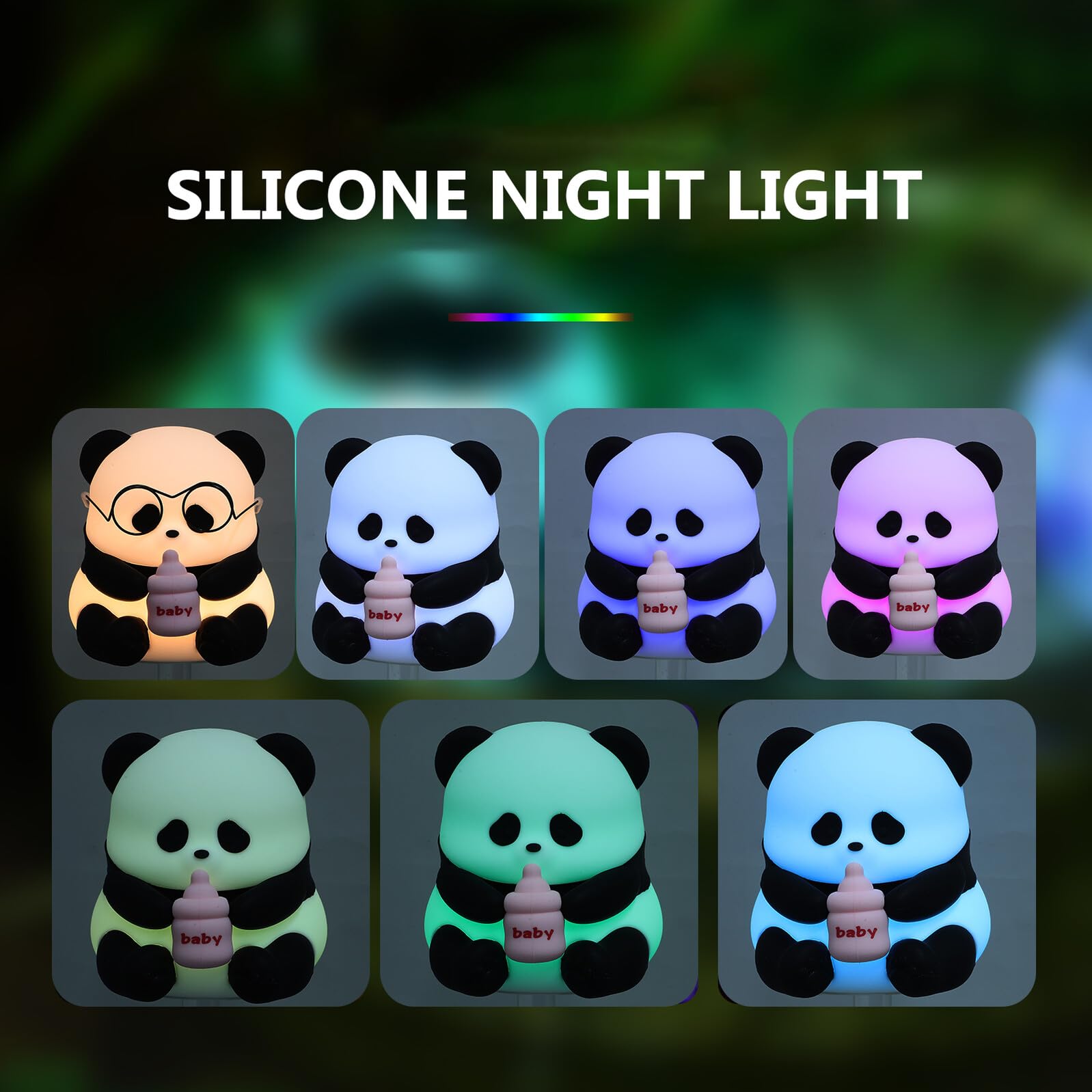 Lámpara de Noche Panda Recargable de Silicona Luz Luz para Dormitorio Infantil Lámpara de Mesa Decorativa