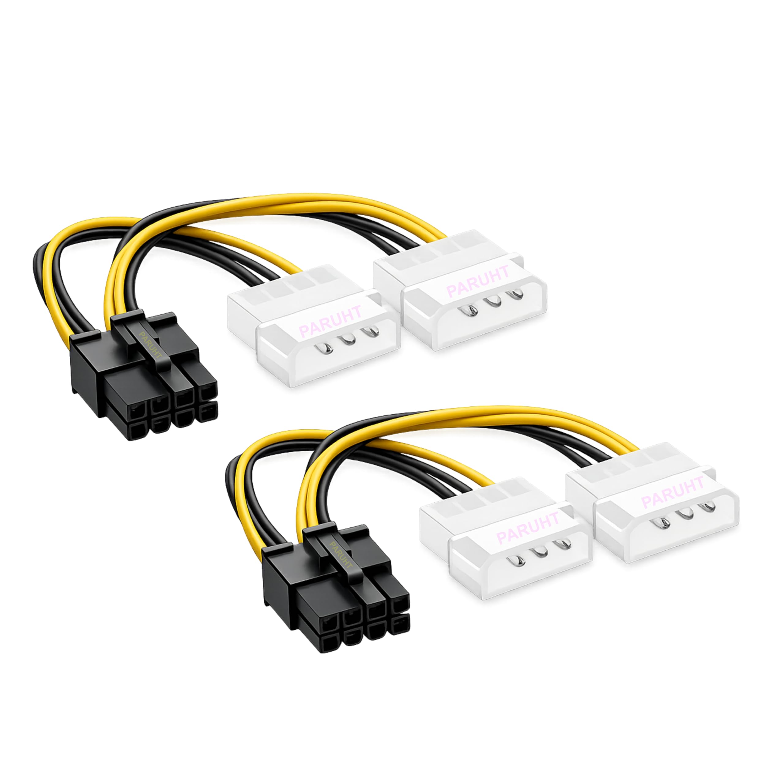 Dual 4Pin to 8Pin (Pack of 2 pcs) 8 Pin PCI Express to Dual 4 Pin Molex LP4 Graphics Card Power Cable, 2 x Molex 4 Pin to 8-Pin PCI Express Video Card Pci-e ATX PSU Power Converter Cable