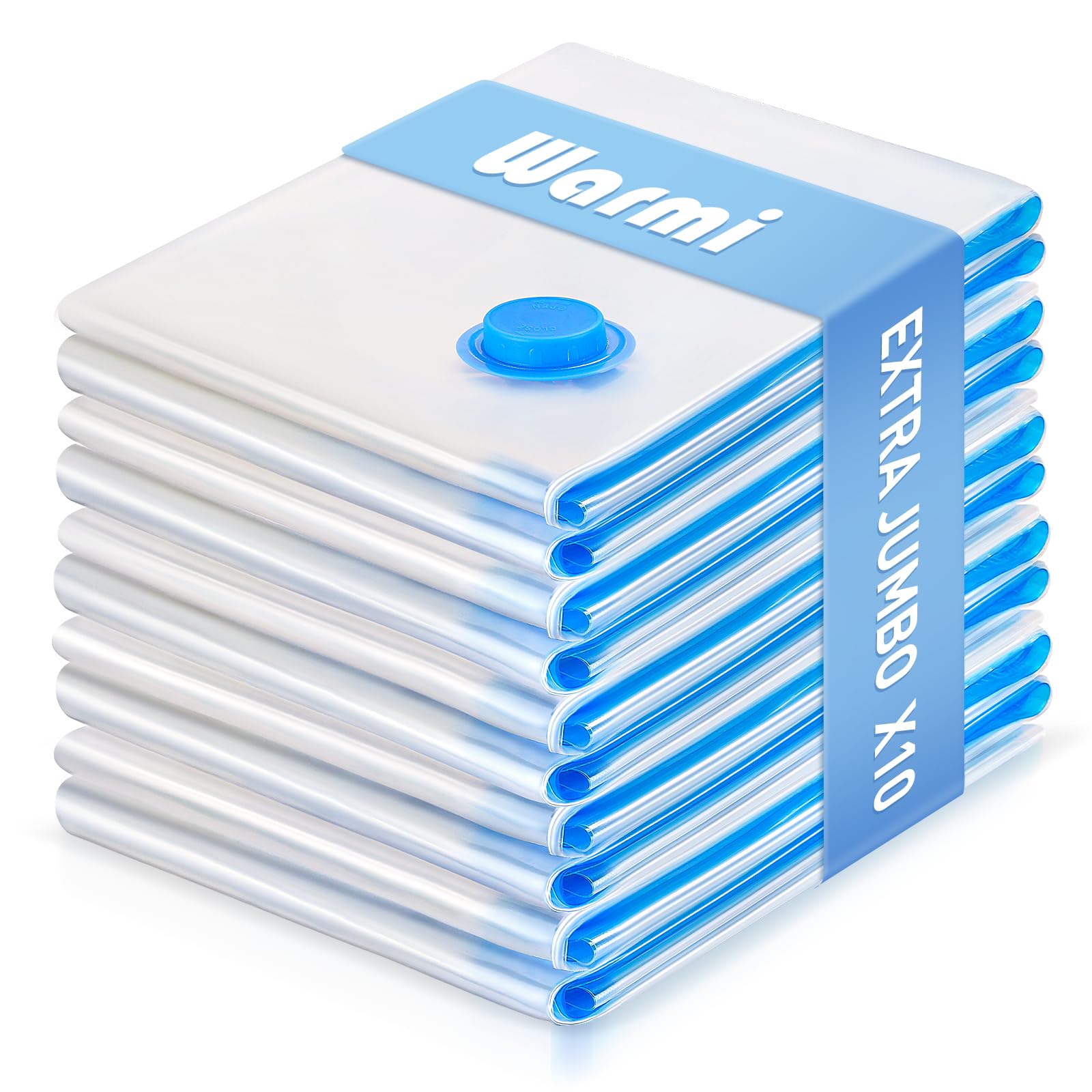 Warmi 10 Pack (90x120cm) Extra Jumbo Vacuum Storage Bags with No Pump - Vacuum Sealer Bags for Clothes Storage, Blanket, Duvets, Pillows, Comforters, Home Storage & Organisation