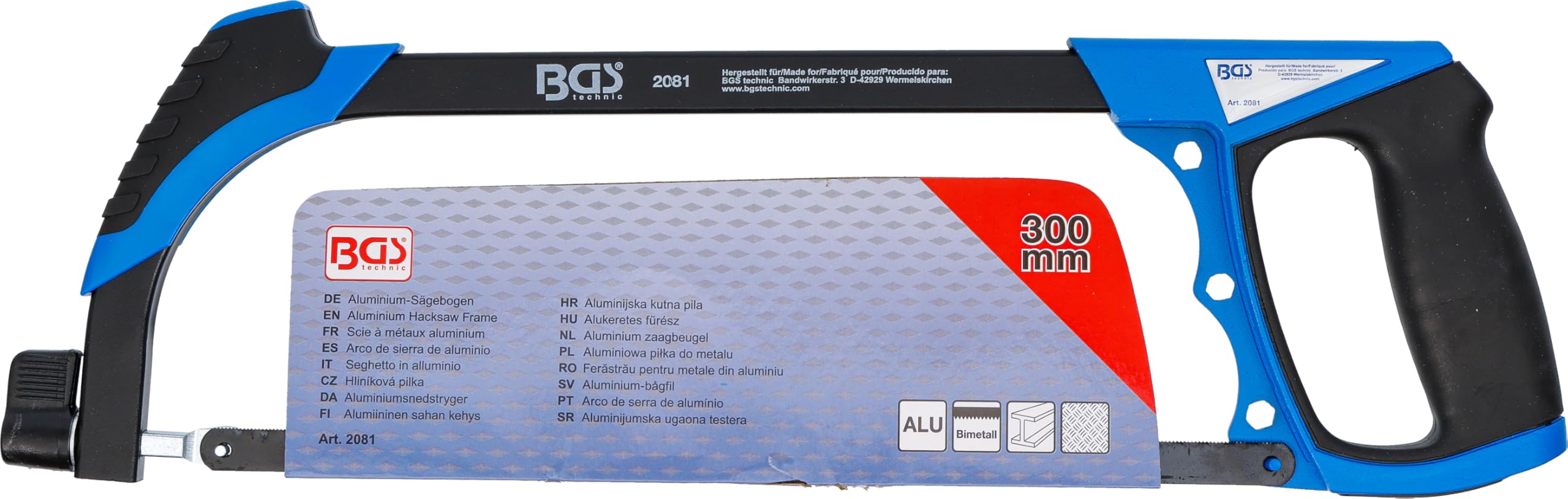 BGS 2081 | Arco de sierra de aluminio | incl. hoja de sierra HSS | 300 mm