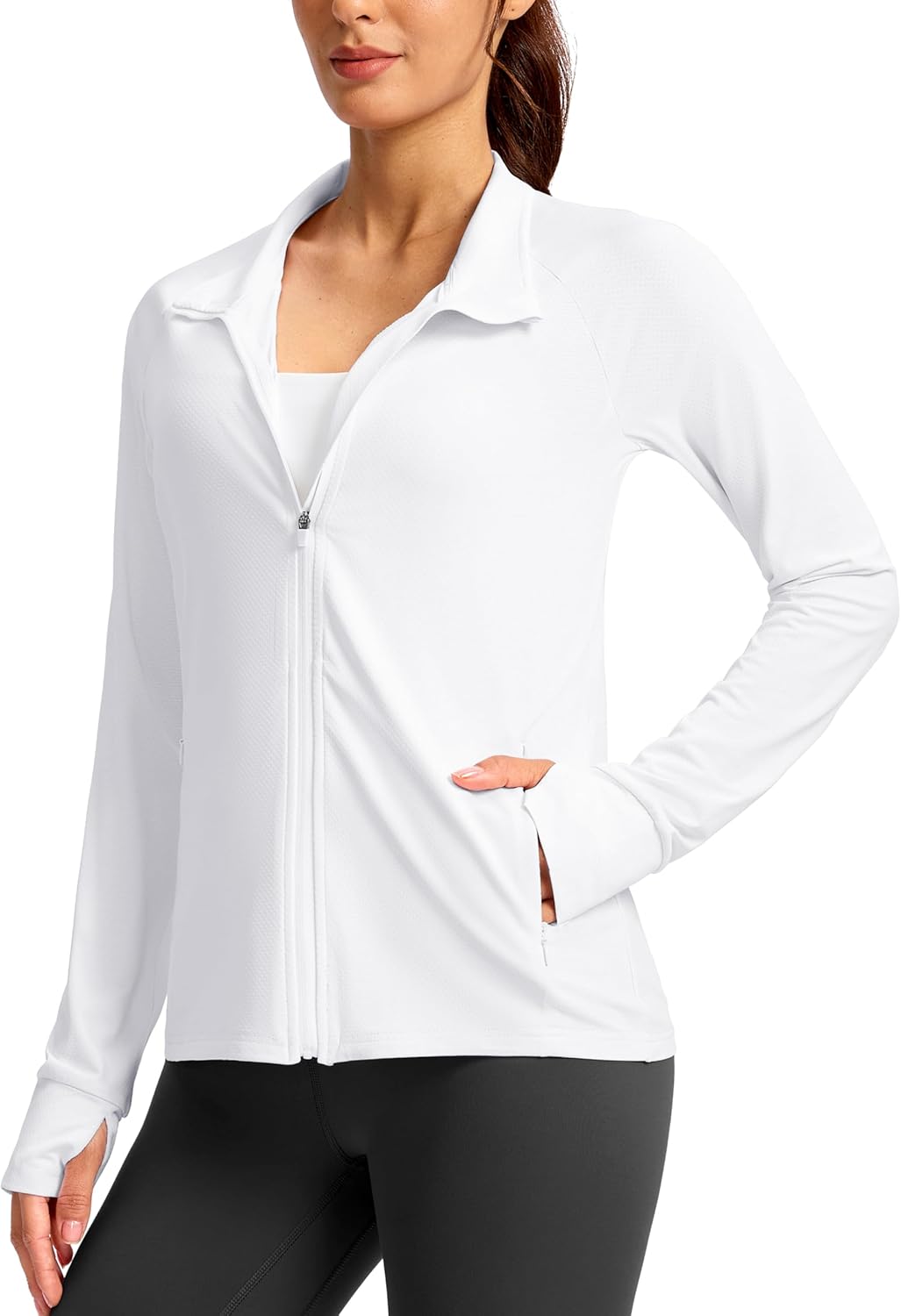 G Gradual Women's Lightweight Athletic Jacket Sun Protection UPF 50+ Zip Up 4 Pockets Long Sleeve Shirts Workout Running