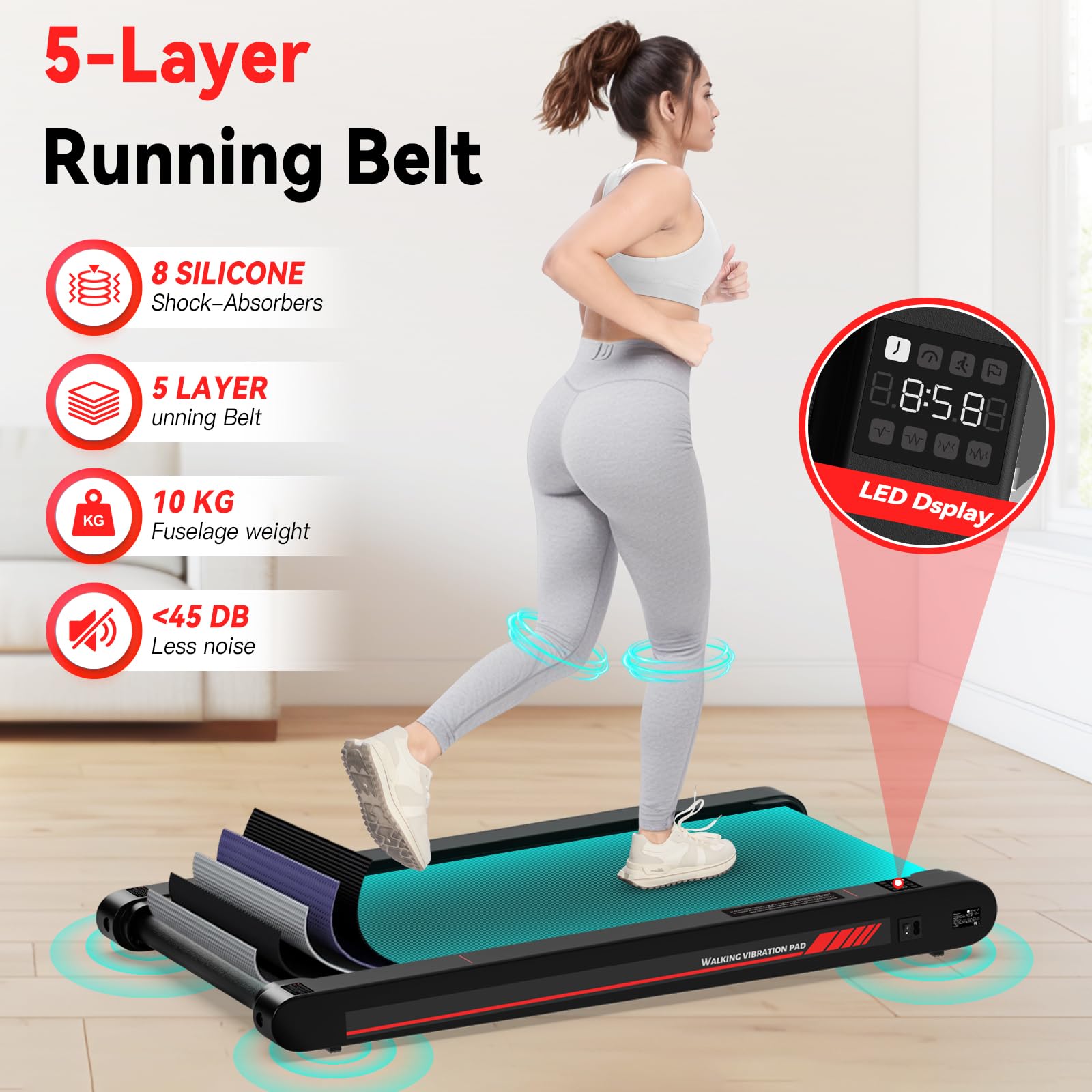 3 in 1 Walking Vibration Pad für Laufband für Zuhause mit 6km/h or 12km/h den Heim, und Walking Vibration Pad Bürogebrauch und Fernbedienung Vibration für Zuhause und Büro