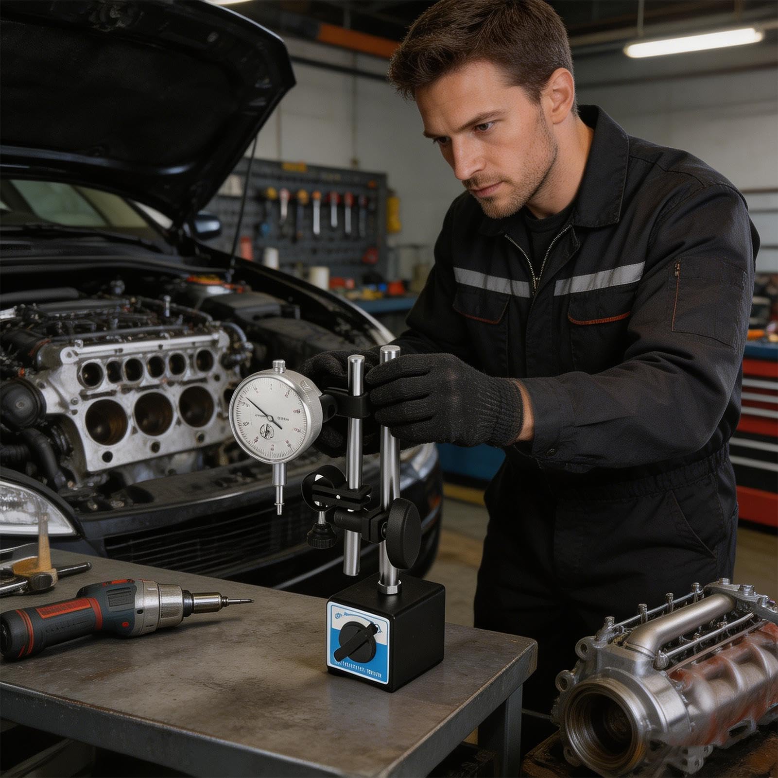 Digitaler Messschieber – Imperialer Messschieber 0 – 1 Zoll mit Magnetbasis | Zifferblatt für 3D-Drucker Automobil, Labor, Drehmaschine, Werkstatt, Schreinerei, Maschine