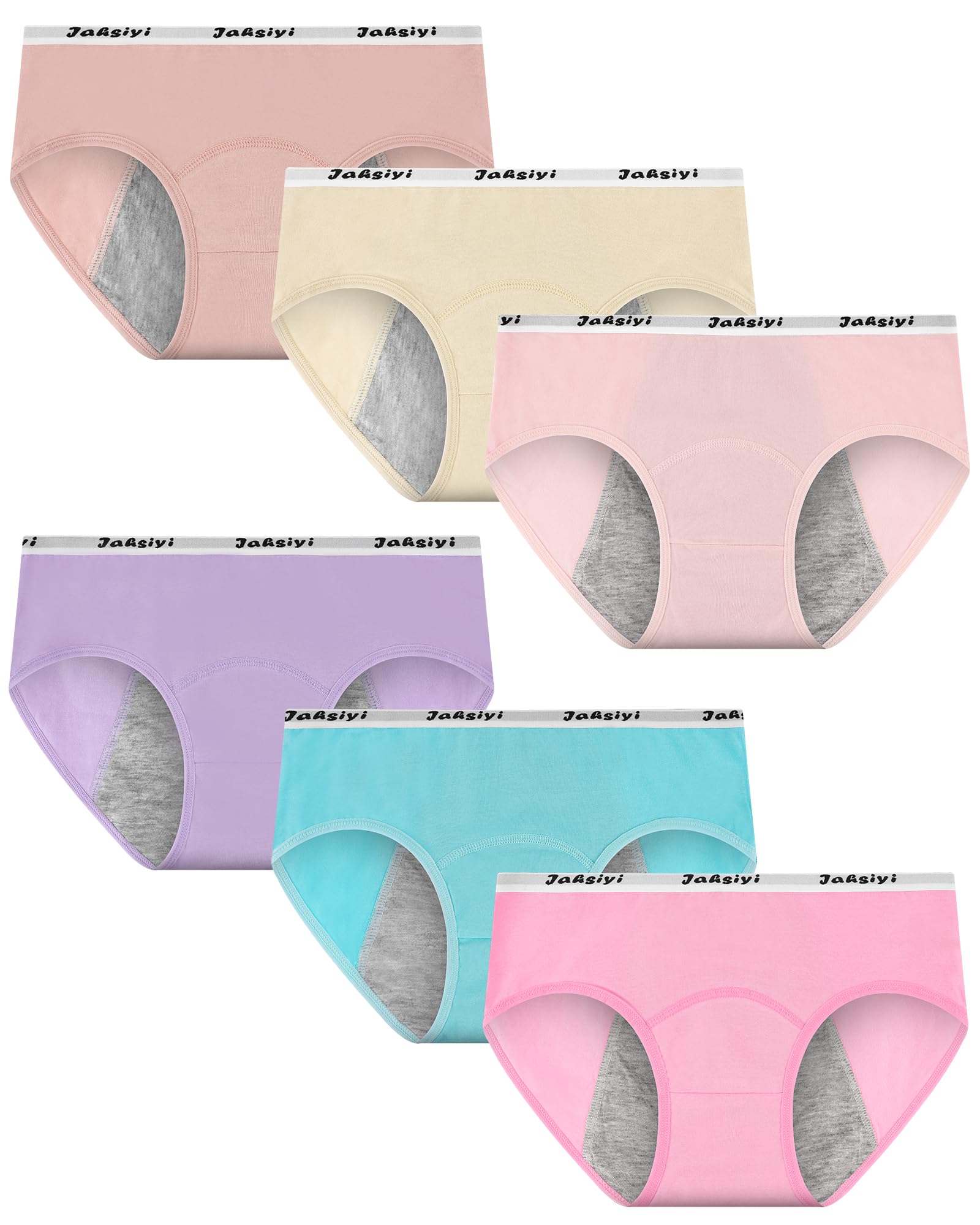 JAHSIYI Girls' Period Underwear, LeakProof Cotton Panties for Teens