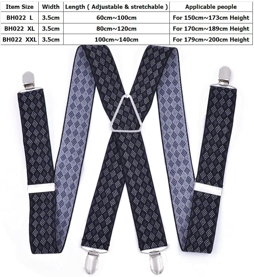 Large Size Suspenders big Men Adjustable Elastic X Back Pants Women Suspender for Trousers Clips red plaid
