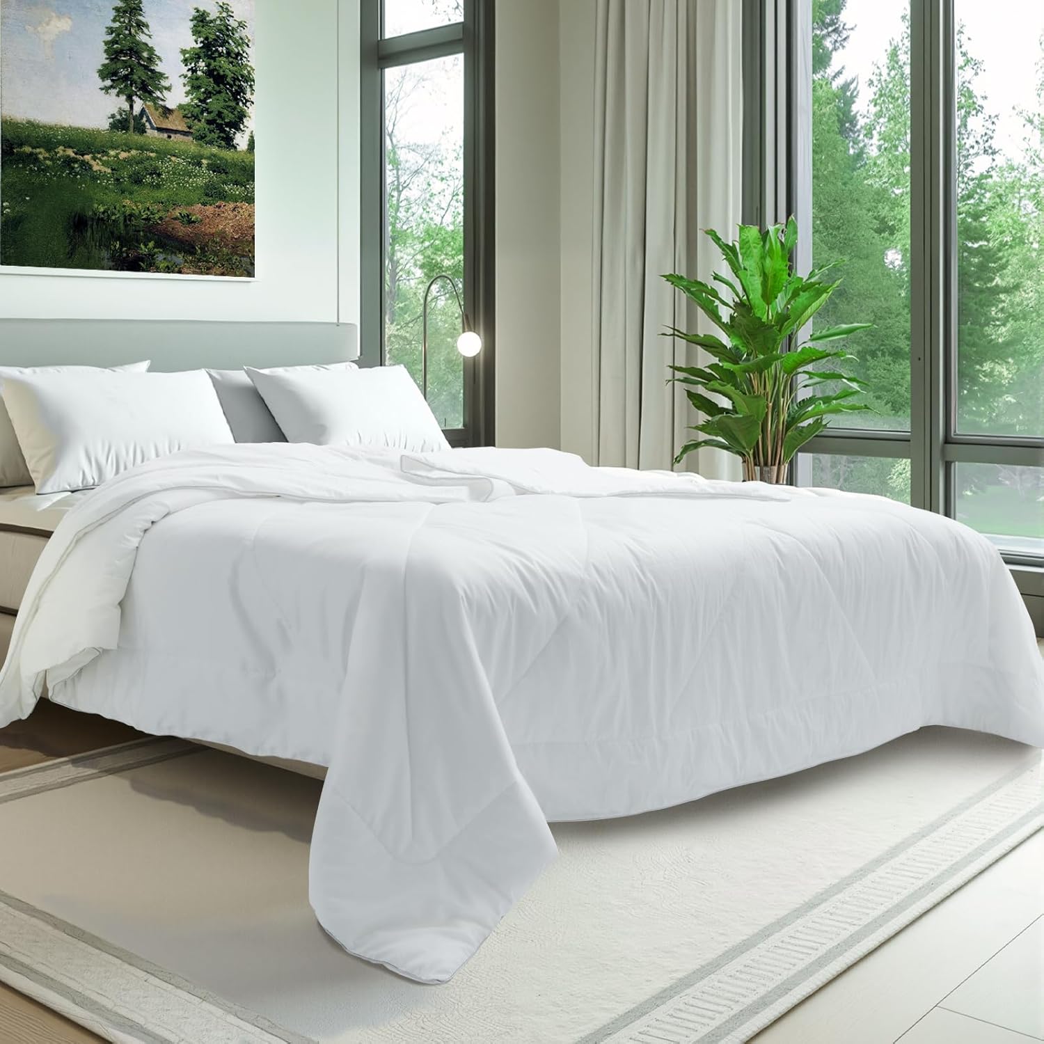 100% Wool Comforter Summer Lightweight Duvet Insert Noiseless Pure Cotton Shell Comforter Temperature Regulation Breathable Comfortable Wool Bedding for Luxurious Sleep Queen Size - Image 7