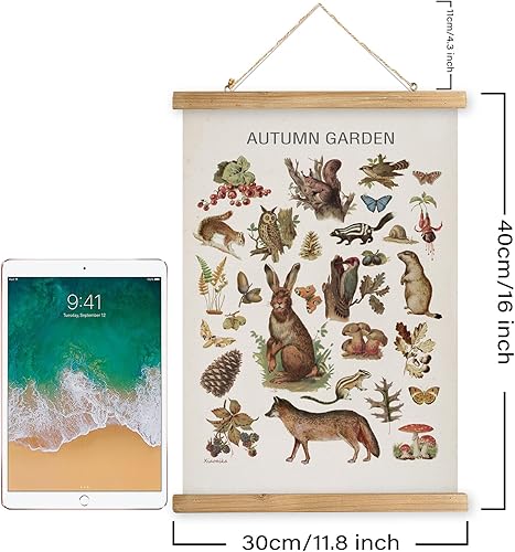 Miniatura 250 de XIAOAIKA Póster de botánica vintage con marco de madera, tabla de plantas venenosas antiguas, arte educativo botánico con especies peligrosas, 1