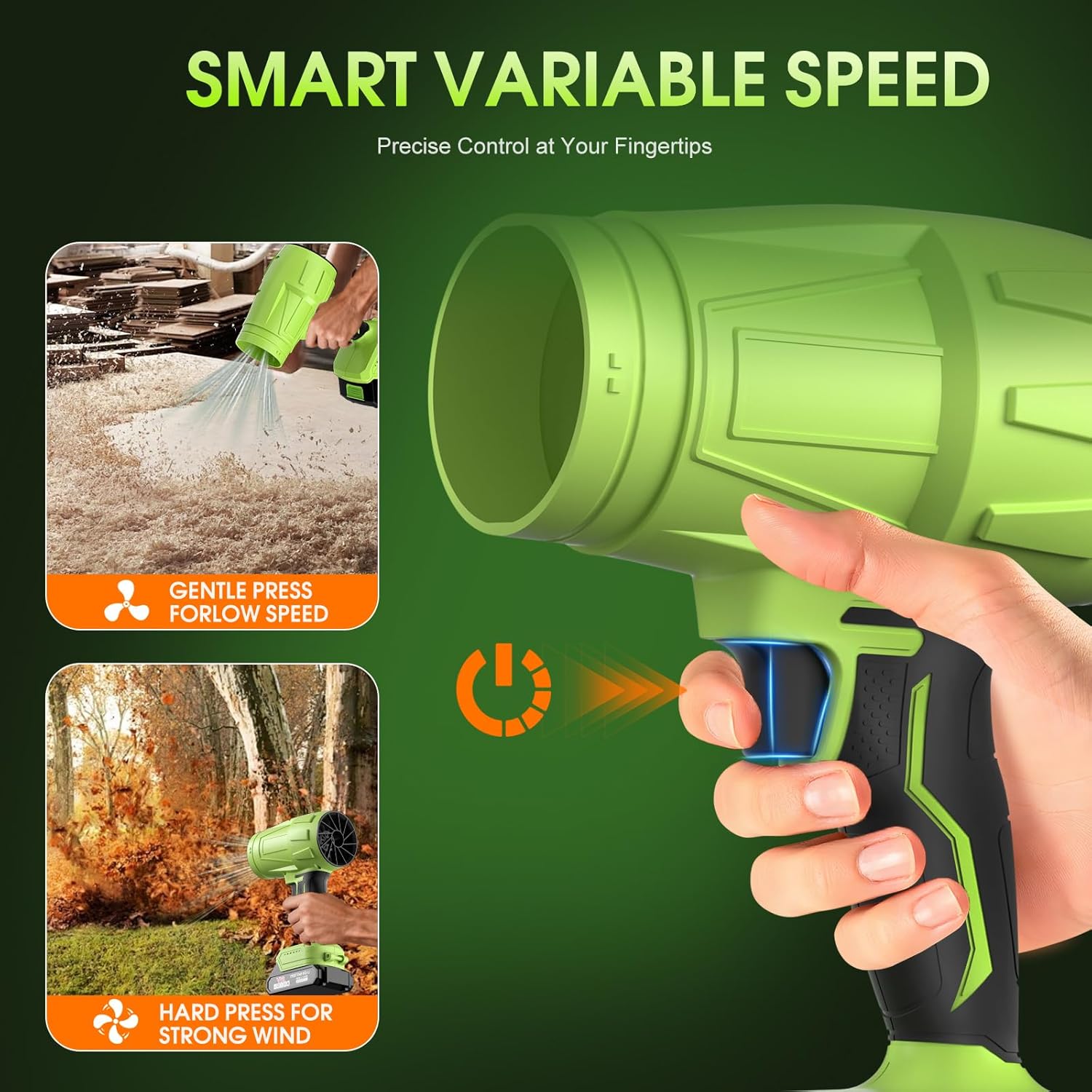 990,000 RPM 21V Cordless Leaf Blower with 2×6.0Ah Batteries - Handheld Electric Blower for Patio Cleaning, Car Drying, Leaves and Dust,Universal