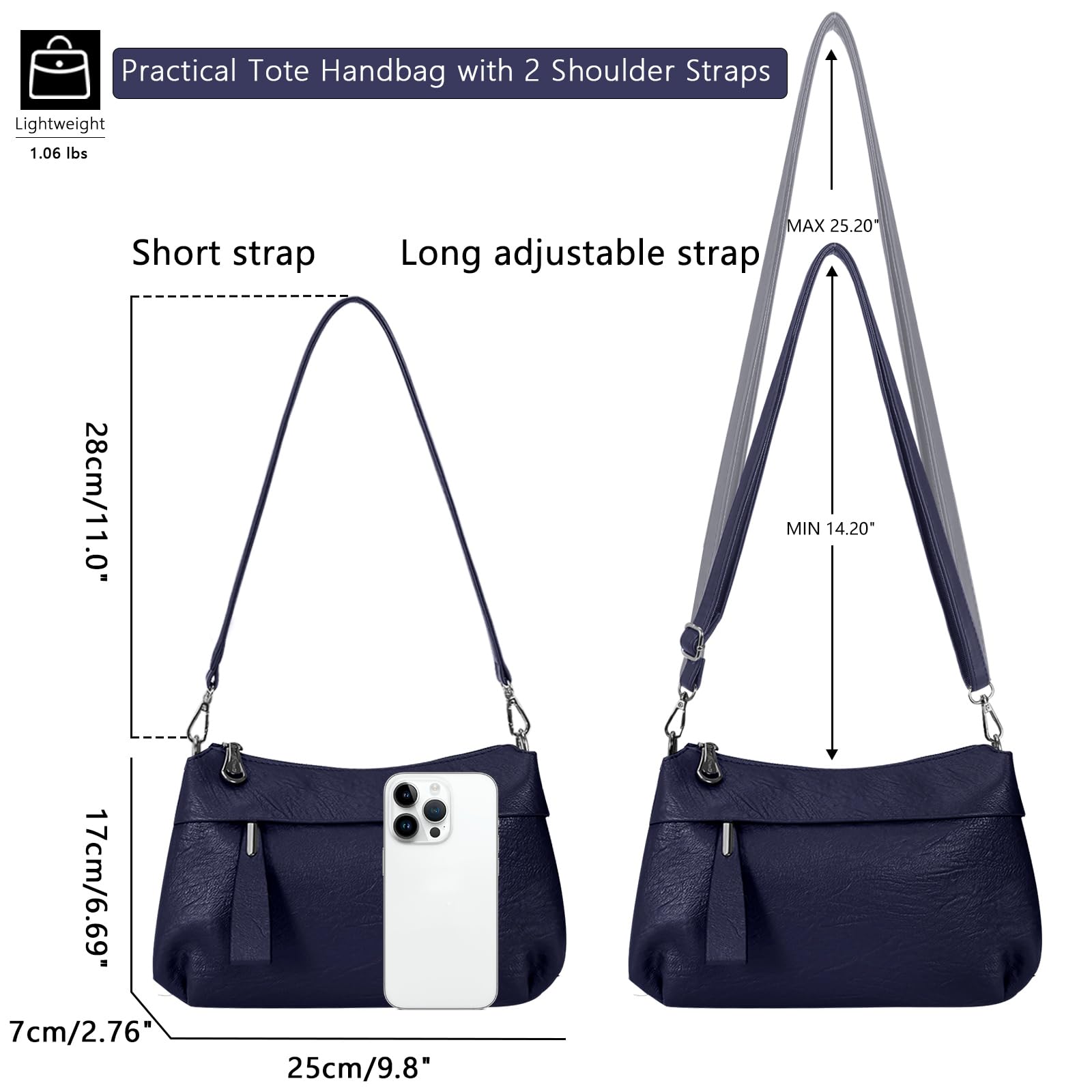 Bolso de piel auténtica para mujer, bolso cruzado de moda y bolso de hombro con 2 correas