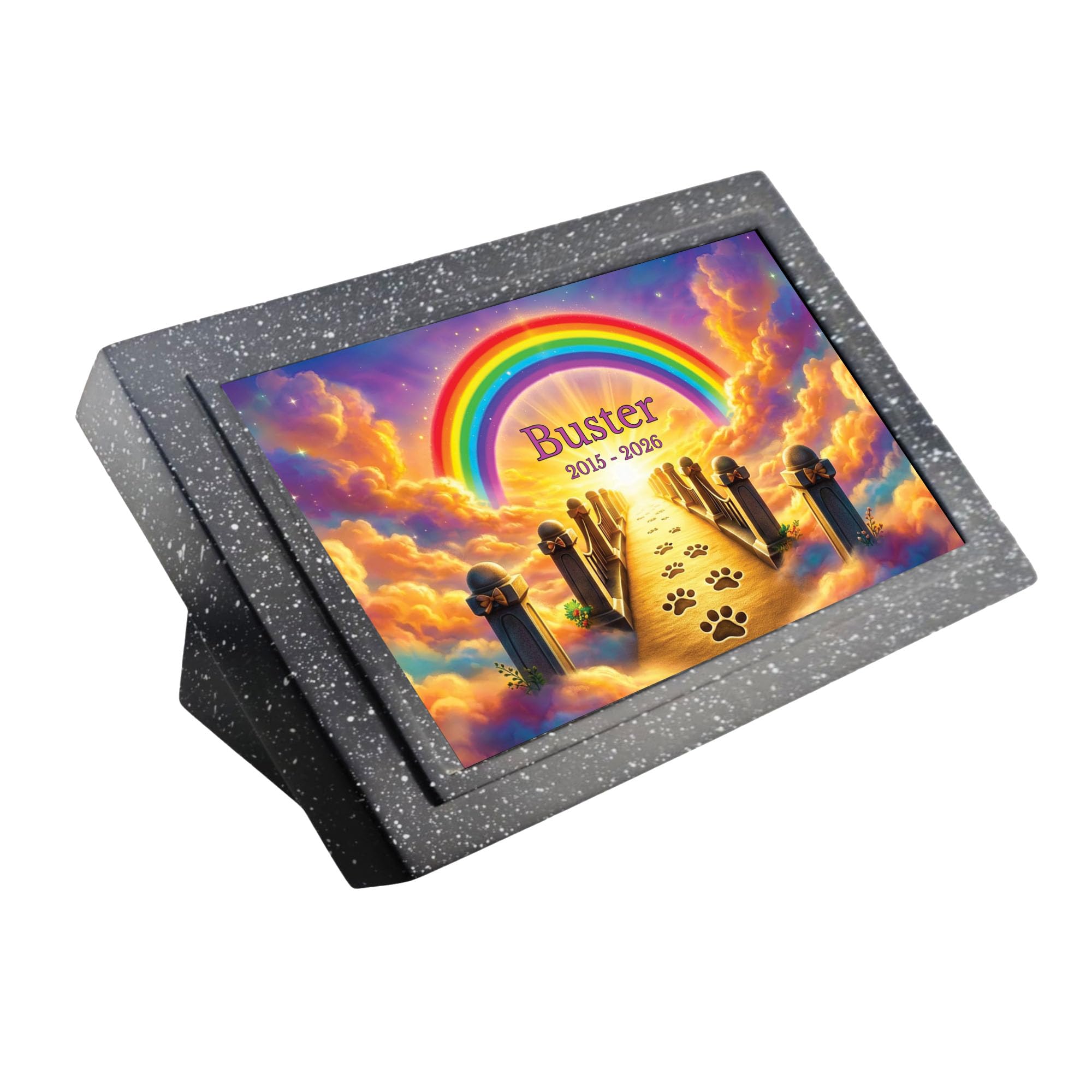 1stclassgifts Personalised Rainbow Bridge Design Pet Memorial Plaque Grave Marker Remembrance (UV PRINTED)
