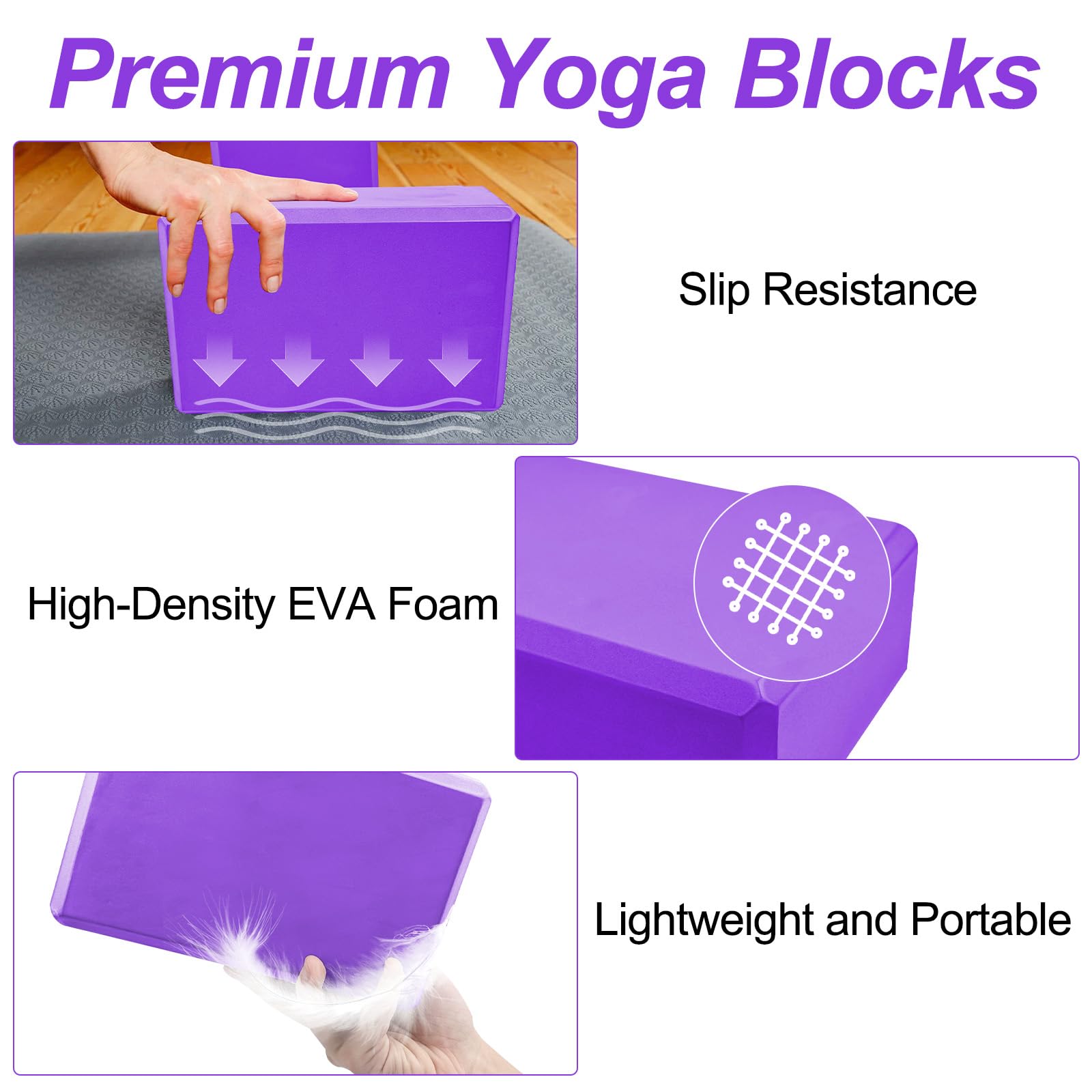 Lixiluxia 2 Piezas 23×15×7.6cm Bloque Yoga, Ladrillo Yoga, Bloques Yoga, Cubos de Espuma, Ladrillos de Yoga EVA de Alta Densidad para Yoga, Pilates, Ejercicio, Entrenamiento, Fitne