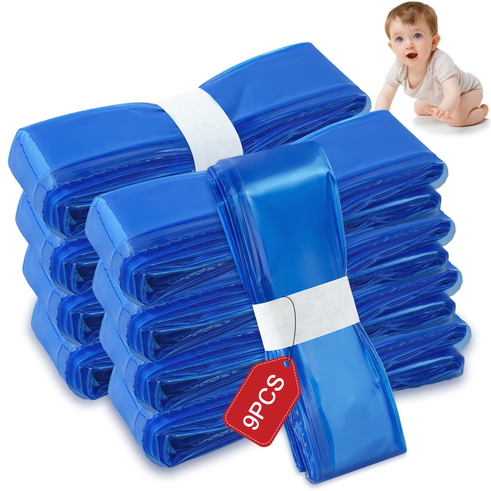 CNMTCCO 9 Stück Windeleimer Nachfüllkassetten, 7-Schicht Geruchsschutz Nachfüllfolie, Reißfest & Antibakteriell, Extra Lang für Alle Windeleimer, Katzenstreuentsorgung & Litter Locker(4.5M)