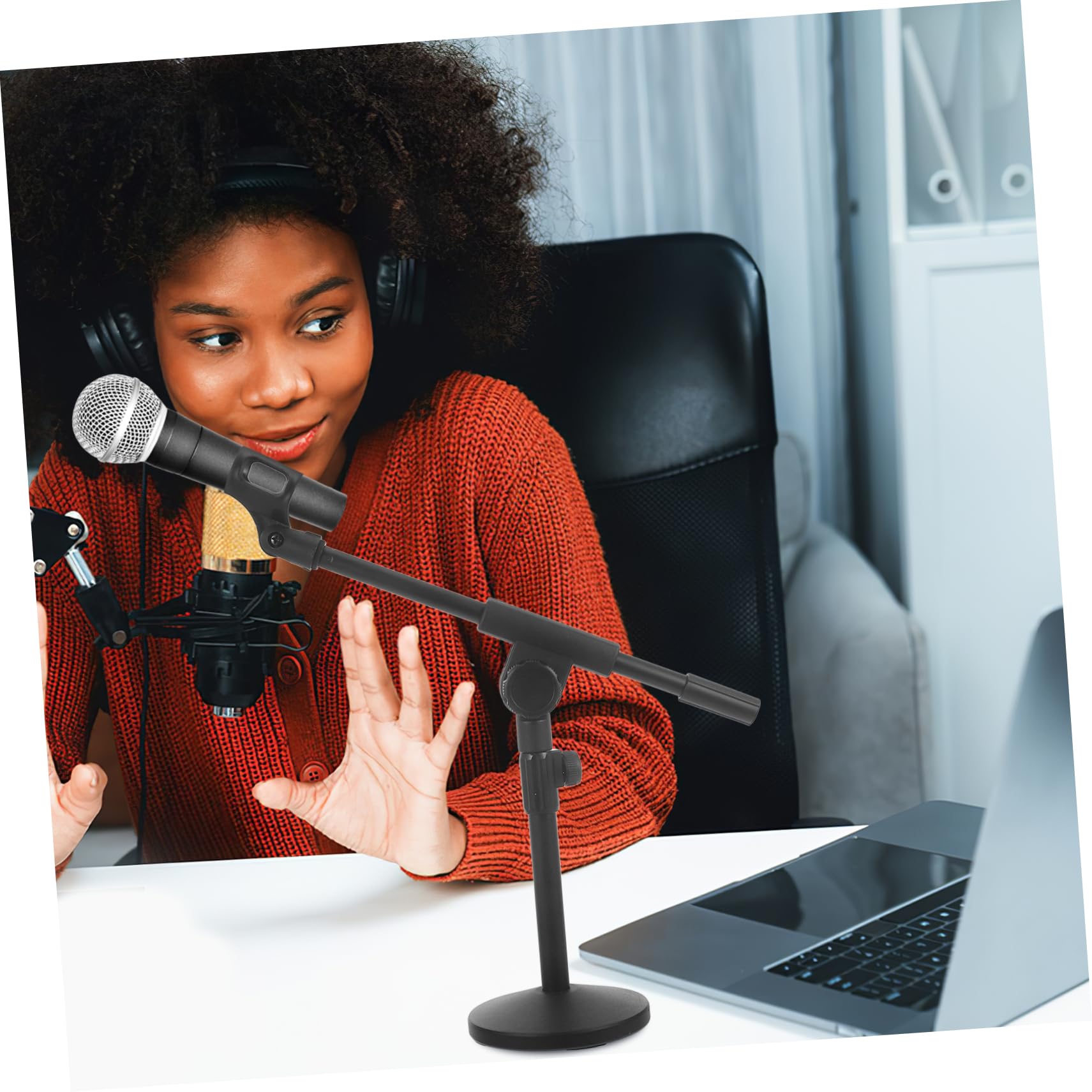 ibasenice Base Per Microfono Supporto Da Tavolo Regolabile Estensibile Con Clip Per Microfono Per Podcast Musicisti Hobbisti