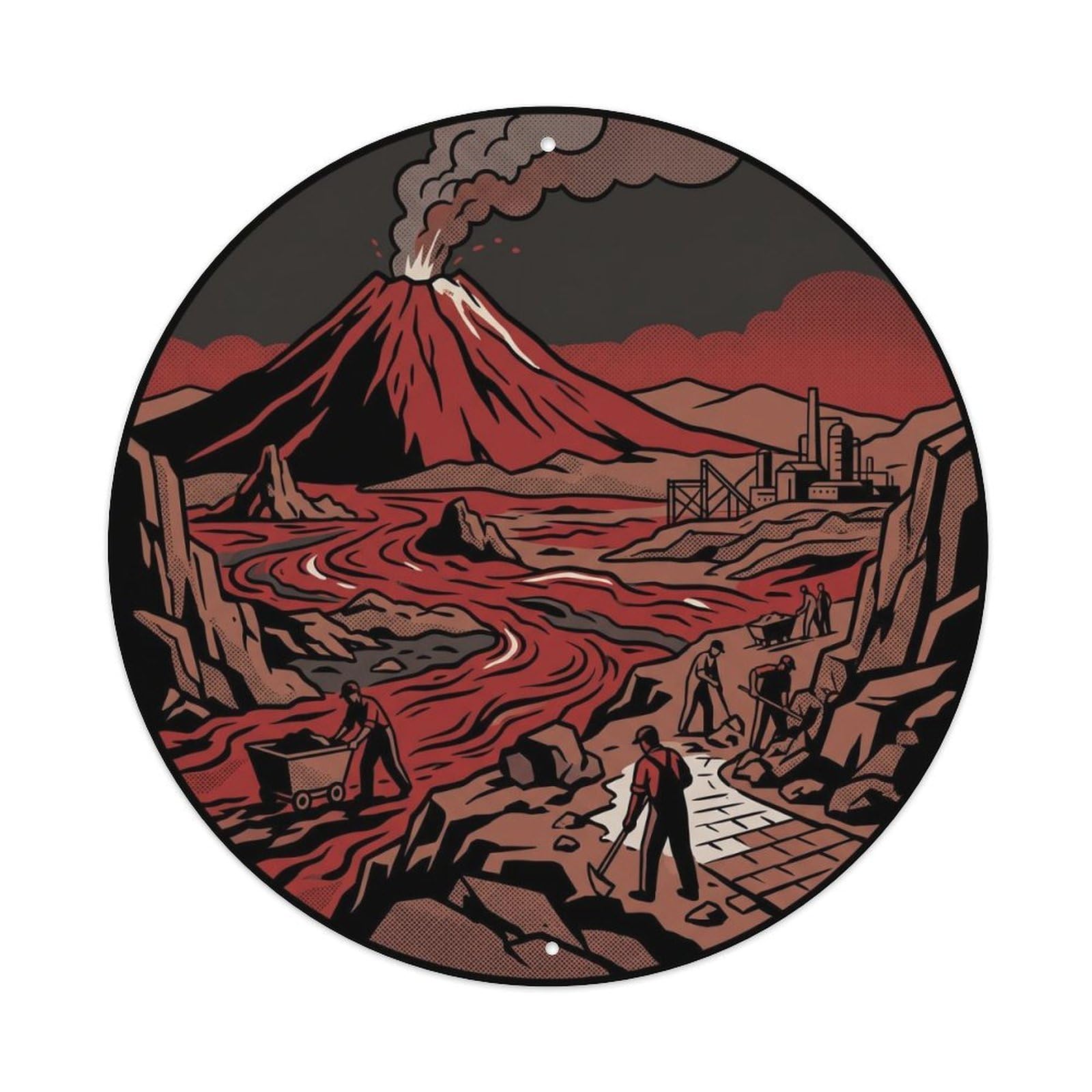 Volcanic Landscape Hawaii Island Nature Kilauea Crater Metal Tin Sign
