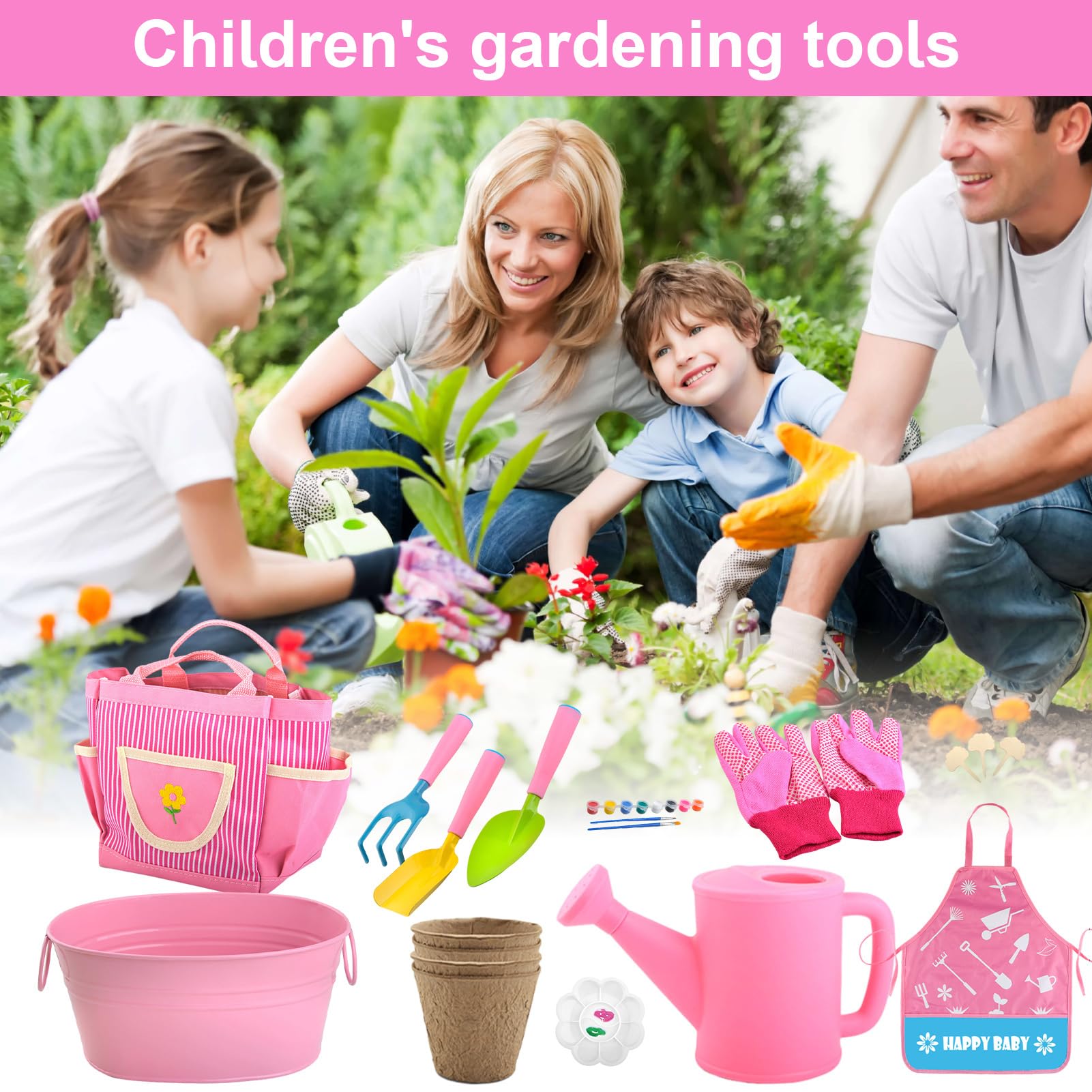 Attrezzi da giardino per bambini, giocattolo educativo alla menta, set di attrezzi da giardino, giocattolo STEM, per bambini e ragazze, per esterni, giardino, prato, viaggio, gioco di compleanno e