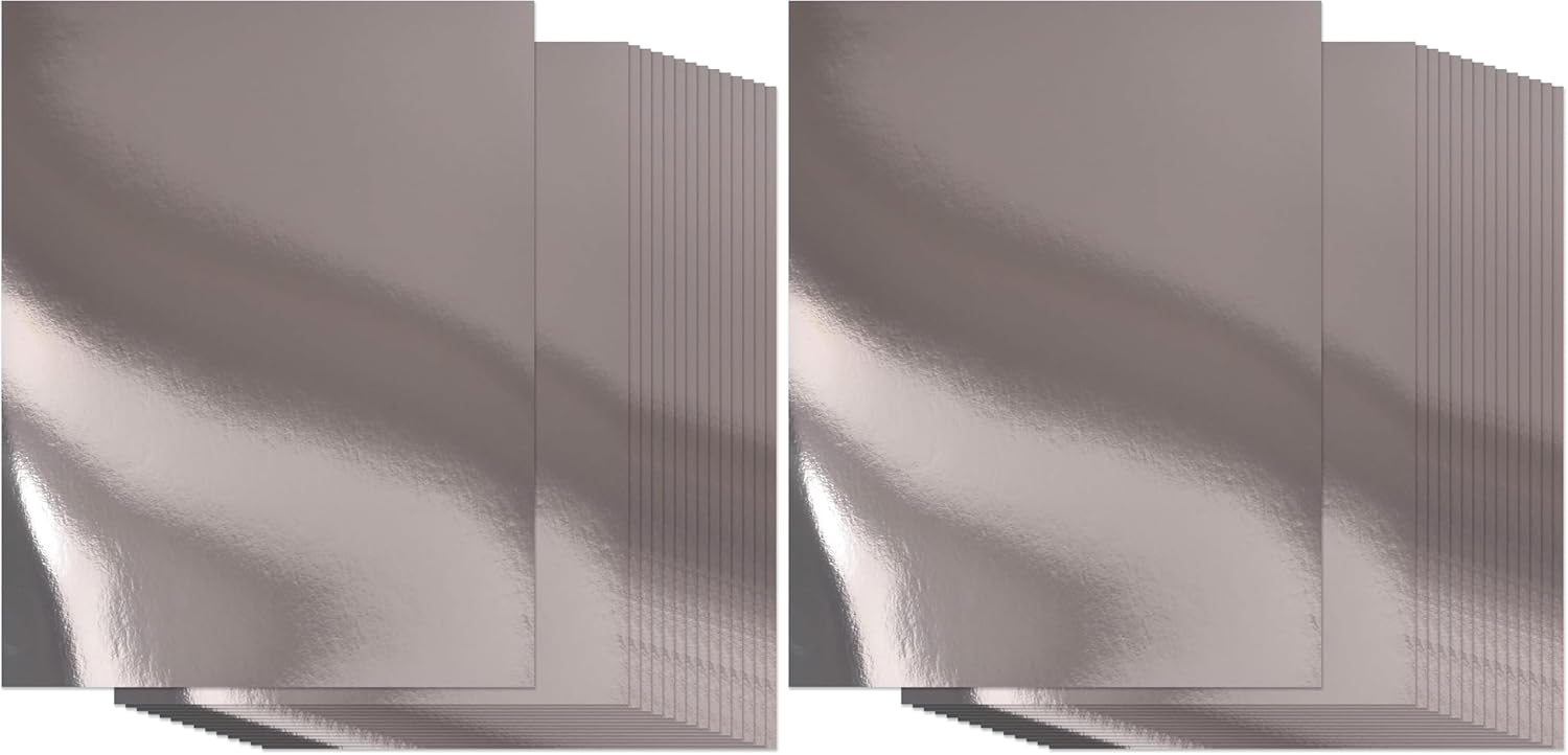 Gift Boutique 60 Pcs Metallic Silver Cardstock Paper, Foil Board Sheets, Mirror Finish Surface for Crafting Invitations & Decor, 8.5" x 11", 250gsm (Pack of 2)