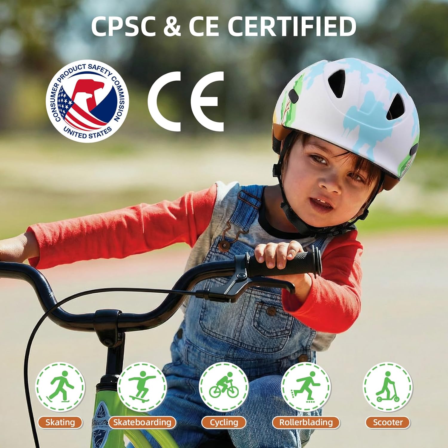 Kids Bike Helmet with Built-in Sun Visor - 360° Adjustable Youth & Toddler Safety Gear for Cycling, Skating, Scooters - 2 Sizes for Ages 3-5-8-14 Years Child Infant Boys Girls