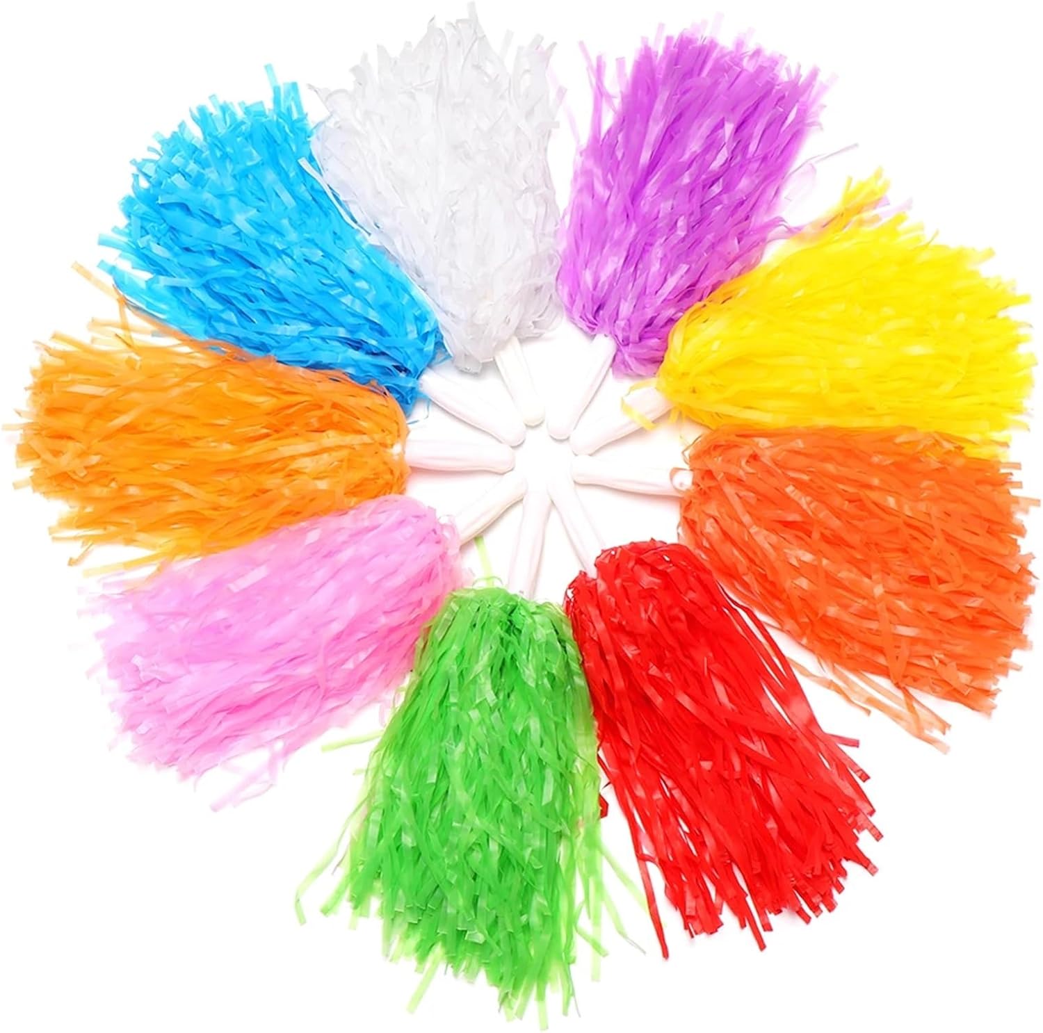 Cheerleading Pom Poms 10Pair Rainbow Plastic Cheerleader Pompoms Girl Cheer Refueling Props Cheerleading Pom Ppom Handle/Double Hole Game Cheering Ball