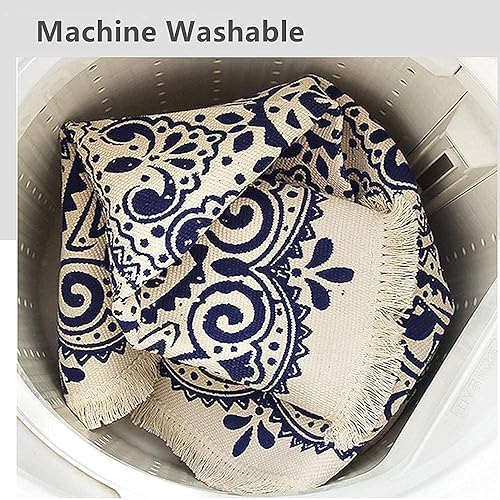 Miniatura 7 de LIULA Alfombra redonda de algodón de 3 pies, elegante alfombra decorativa de mandala circular con borlas, lavable para interiores, sala de estar,