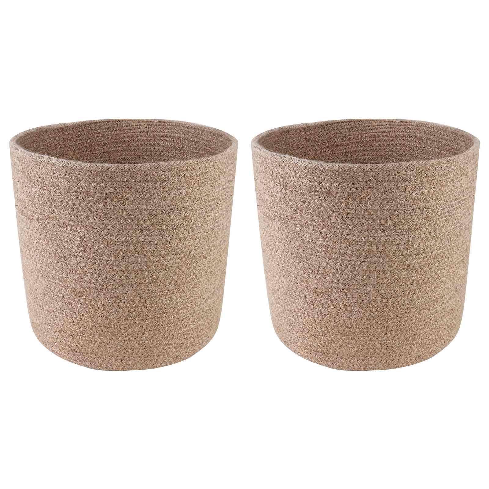 Set di vasi per piante in 100% iuta Tossa, 2 pezzi, colore naturale, diametro 28 x 28 cm, per giardino, balcone, terrazza, interni ed esterni, vaso intrecciato con buona impugnatura