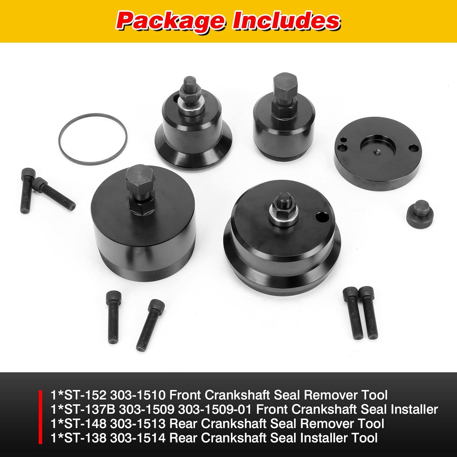 NEW Front+Rear Crankshaft Seal Remover & Installer Tool Set for Ford 6.7L Powerstroke Diesel Super Duty 2011-2022 F250 F350 F450 F550 F650 F750 Replace 303-1510 303-1513 303-1514 303-1509