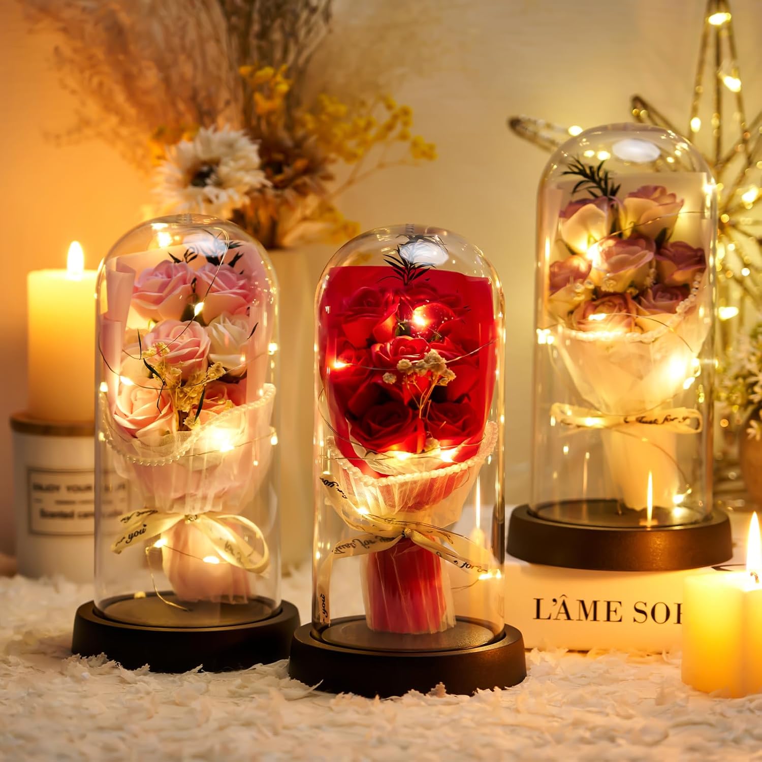 Valentine’s Day Rose Gift for Her – Forever Preserved Flower Bouquet in Glass Dome with Light, Preserved Roses for Anniversary, Birthday, or Romantic Gifts for Mom, Wife, Grandma, or Friend - Image 6