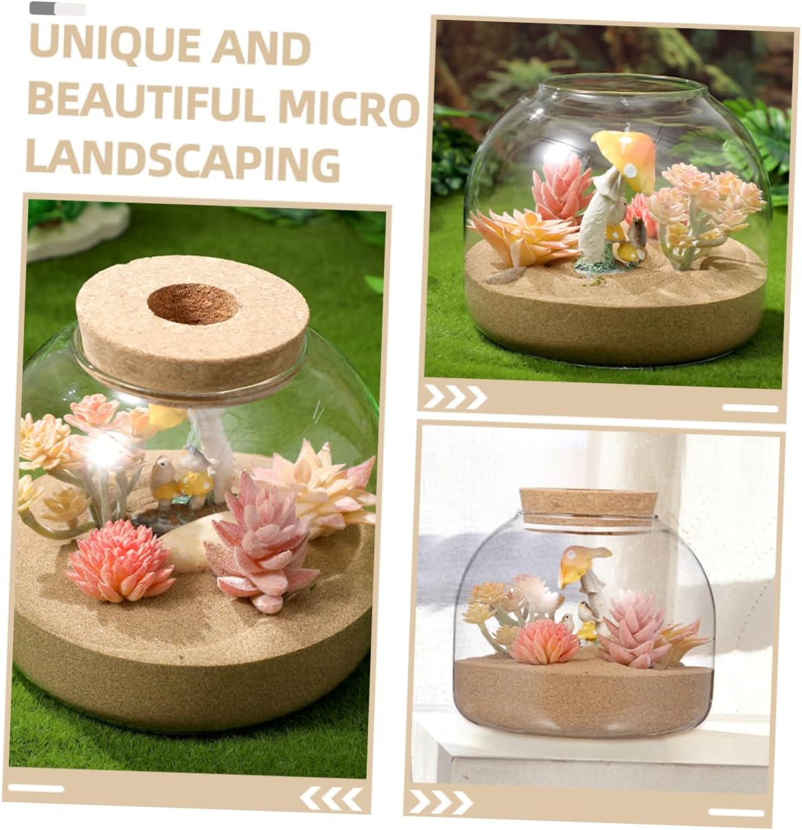 SUPVOX 2pcs Glass Terrarium Bottle for Landscape Elegant Moss Plant Container with Cork Stopper Versatile Decorative Storage for