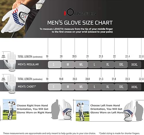 Miniatura 6 de FINGER TEN Guantes de golf para hombre para mano izquierda y derecha, paquete de 5, guantes de golf para diestros y zurdos, agarre para todo tipo de