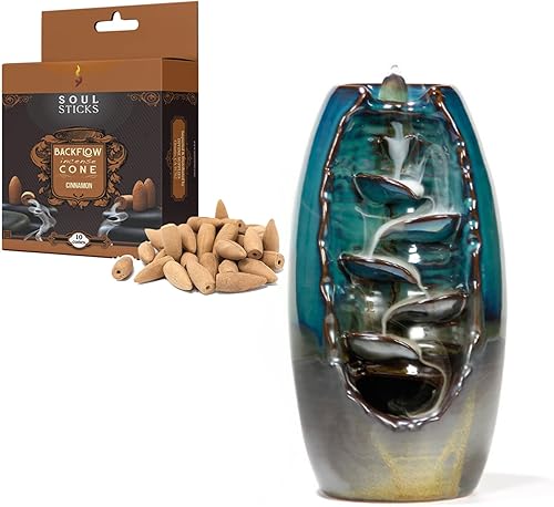 Soul Sticks Soporte de incienso de reflujo fuente de cascada para el hogar, oficina, yoga, decoración de habitación y aromaterapia con 1 paquete