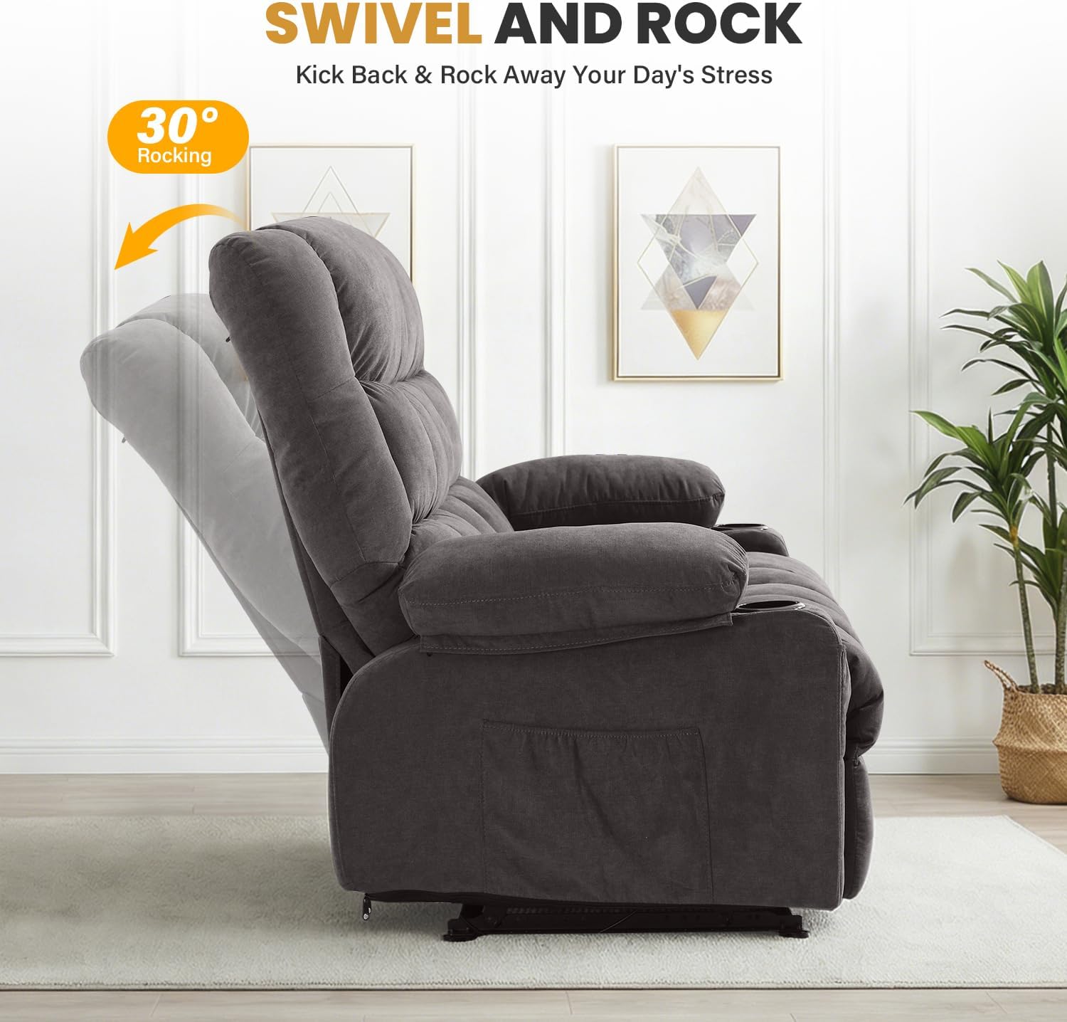 BOSMILLER Reclining Loveseat with Cup Holders for Living Room 2 Seat Manual Loveseat Recliner with Side Pocket | Loveseat recliner