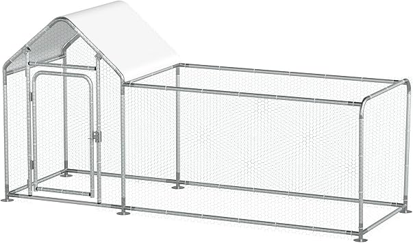 GOJOOASIS Outdoor Large Metal Chicken Coop Run 118" L x 39.4" W x 59" H Walk-in Chicken Runs Duck Cage Rabbit Hen House for Yard with Cover