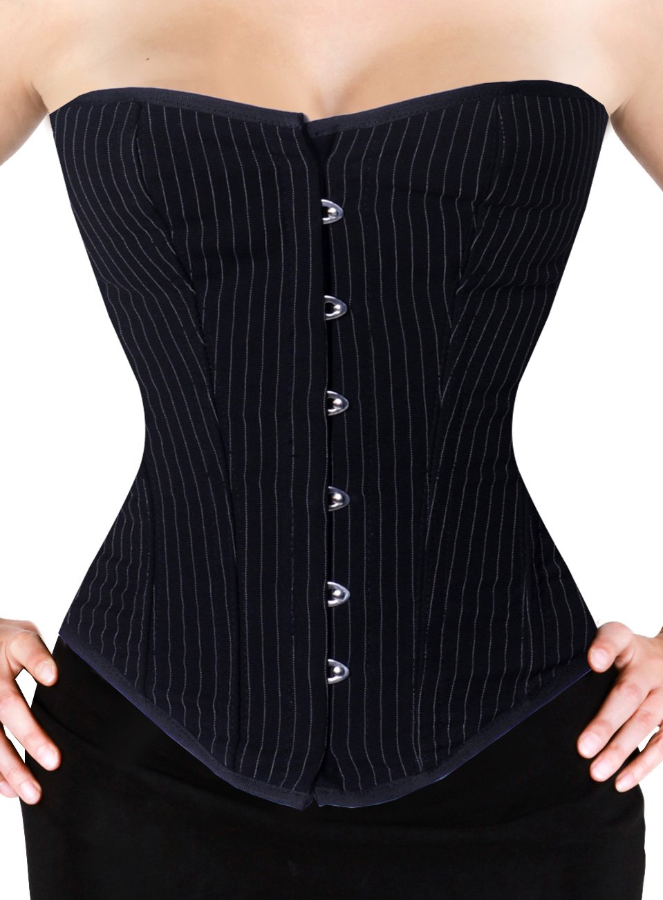 Full Boned Black Pinstripe Overbust Corset Body Shaper SHOP NOW >>